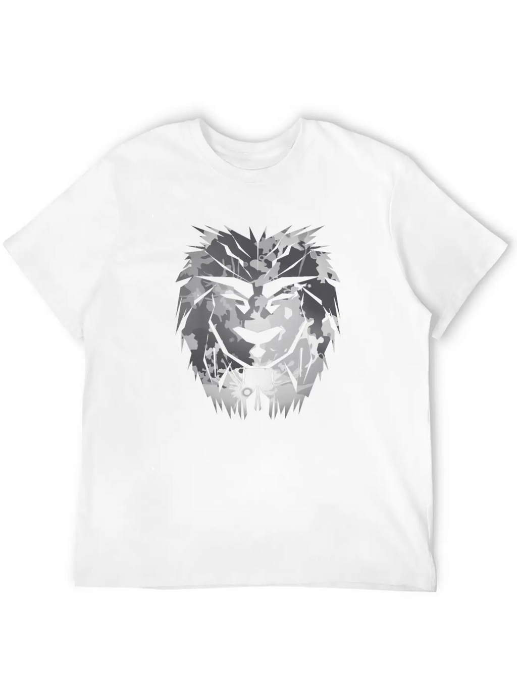 Lion Head Silver Safari Africa Gift Desert Jungle Unisex Short Sleeve Soft Cotton T-Shirt – Casual Everyday Wear