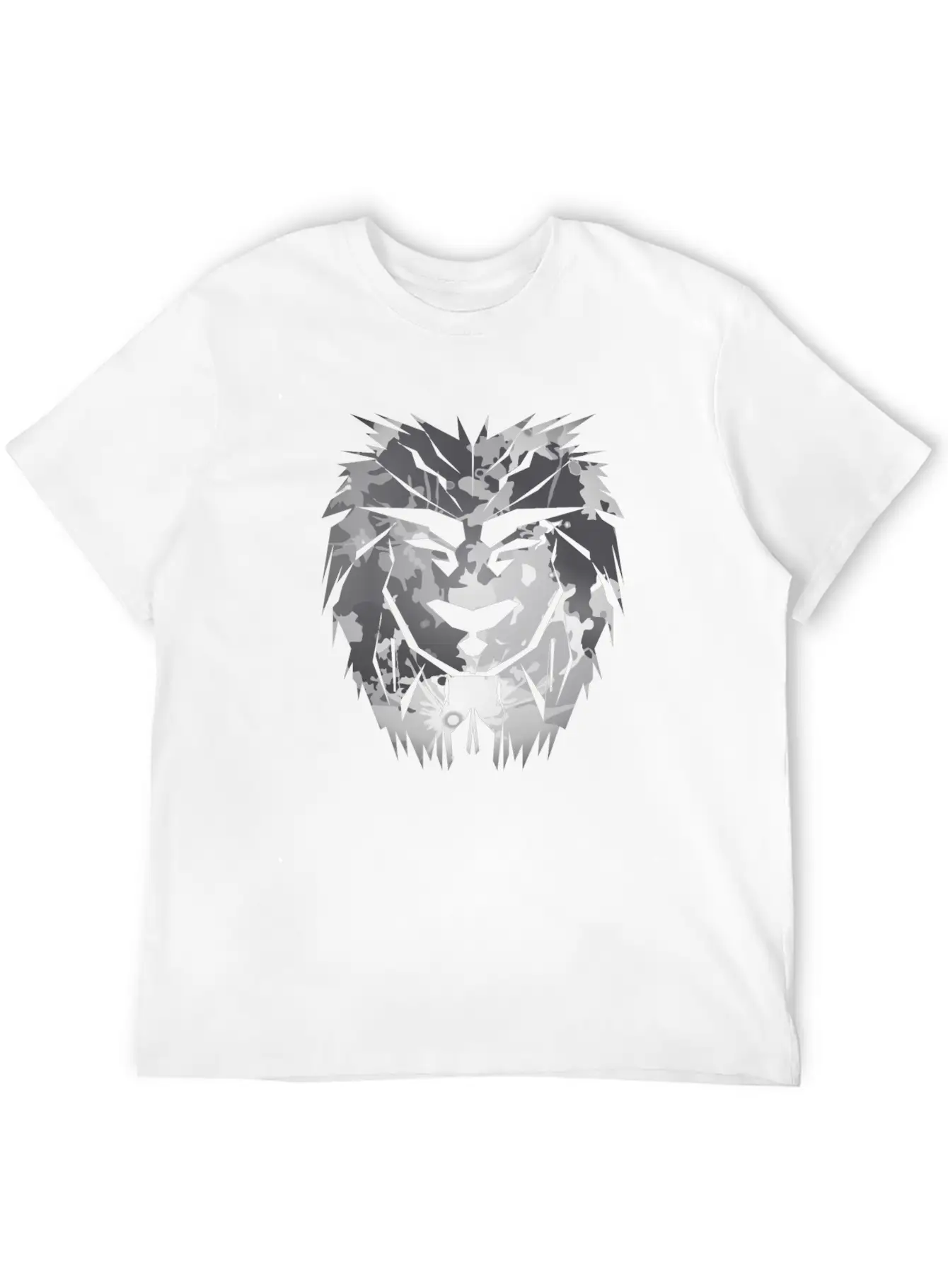 Lion Head Silver Safari Africa Gift Desert Jungle Unisex Short Sleeve Soft Cotton T-Shirt – Casual Everyday Wear