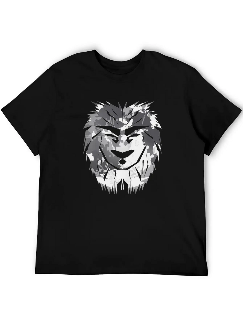 Lion Head Silver Safari Africa Gift Desert Jungle Unisex Short Sleeve Soft Cotton T-Shirt – Casual Everyday Wear