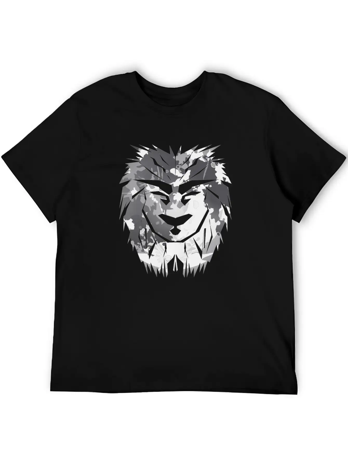 Lion Head Silver Safari Africa Gift Desert Jungle Unisex Short Sleeve Soft Cotton T-Shirt – Casual Everyday Wear