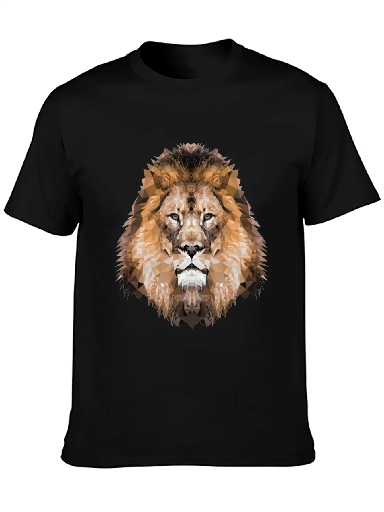 Lion Lionhead Polygon Breathable Soft Cotton T-Shirt – Timeless Casual Look