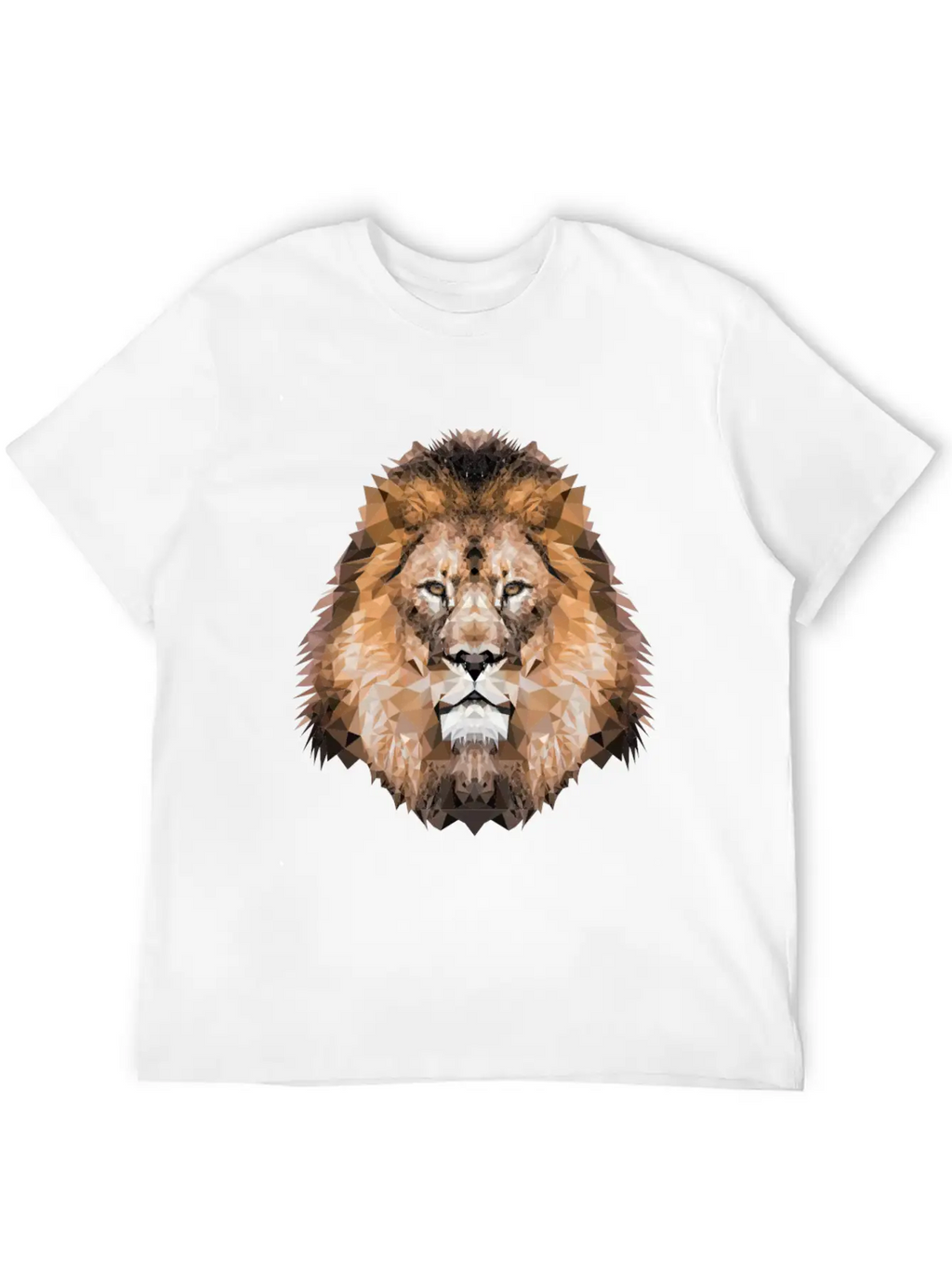 Lion Lionhead Polygon Breathable Soft Cotton T-Shirt – Timeless Casual Look