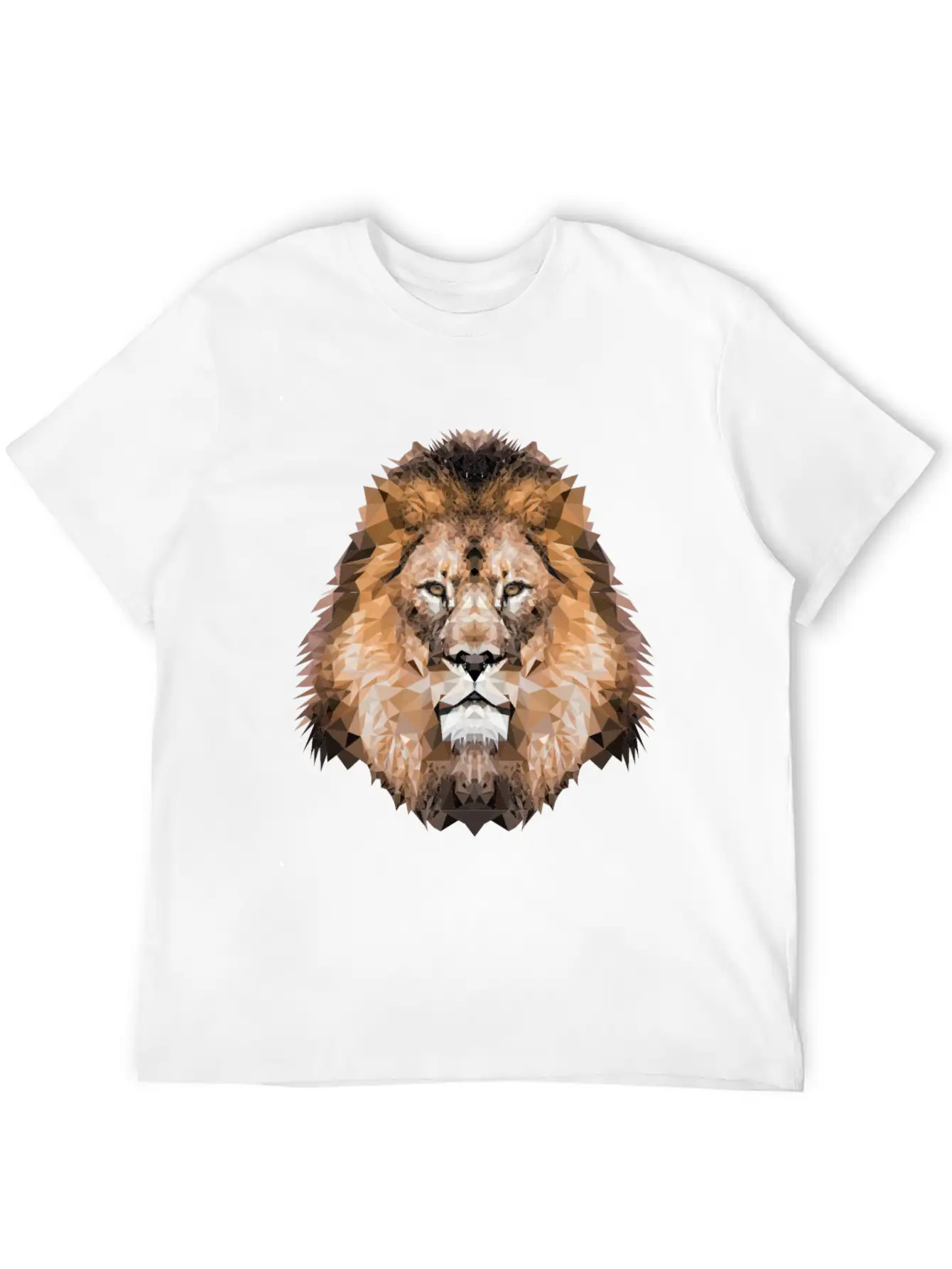 Lion Lionhead Polygon Breathable Soft Cotton T-Shirt – Timeless Casual Look