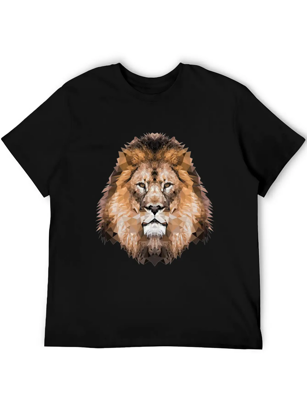Lion Lionhead Polygon Breathable Soft Cotton T-Shirt – Timeless Casual Look
