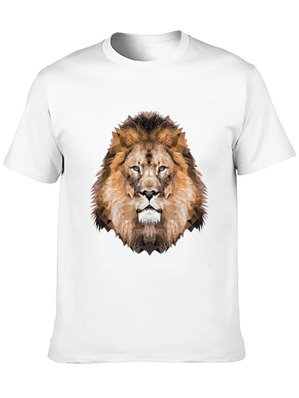 Lion Lionhead Polygon Breathable Soft Cotton T-Shirt – Timeless Casual Look