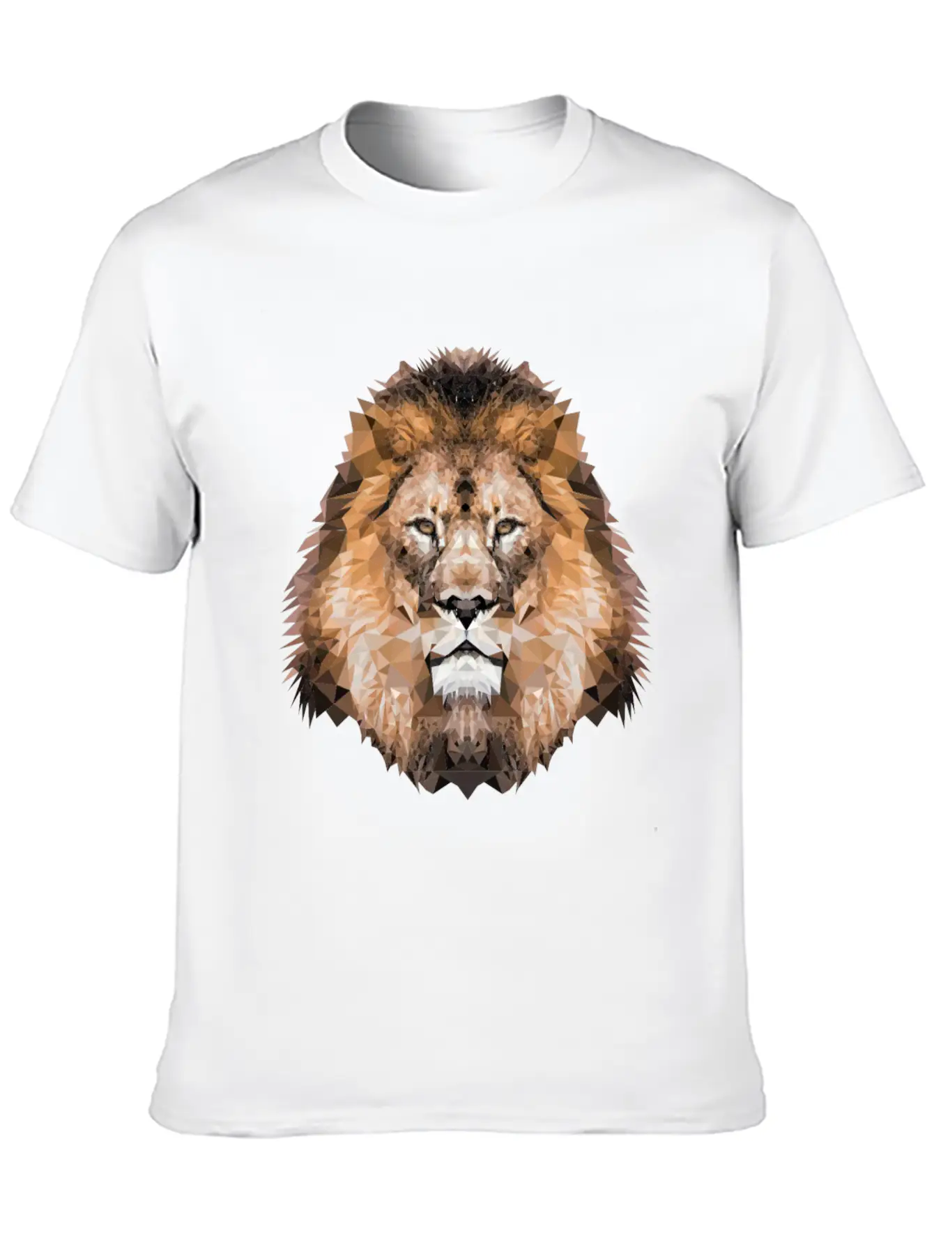 Lion Lionhead Polygon Breathable Soft Cotton T-Shirt – Timeless Casual Look