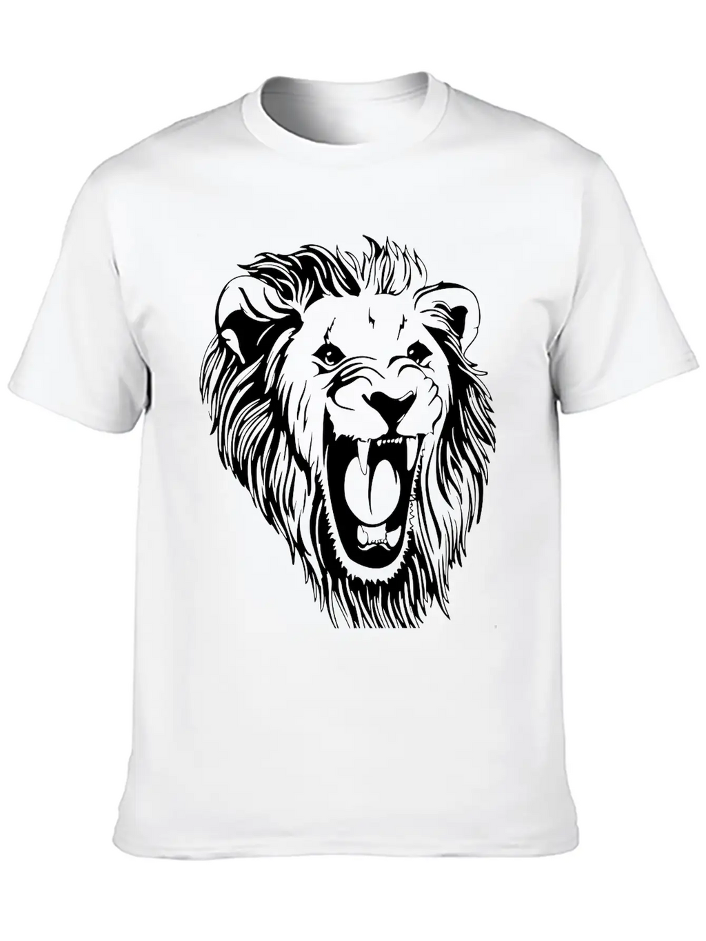 Lion - Male Face Roaring Unisex Casual T-Shirt – Clean Design For Daily Comfort
