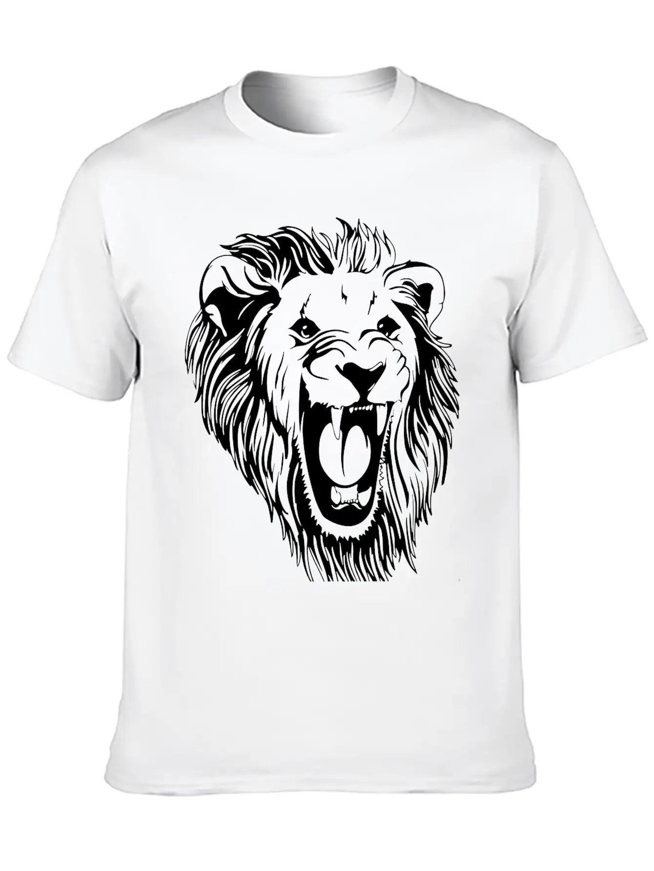 Lion - Male Face Roaring Unisex Casual T-Shirt – Clean Design For Daily Comfort