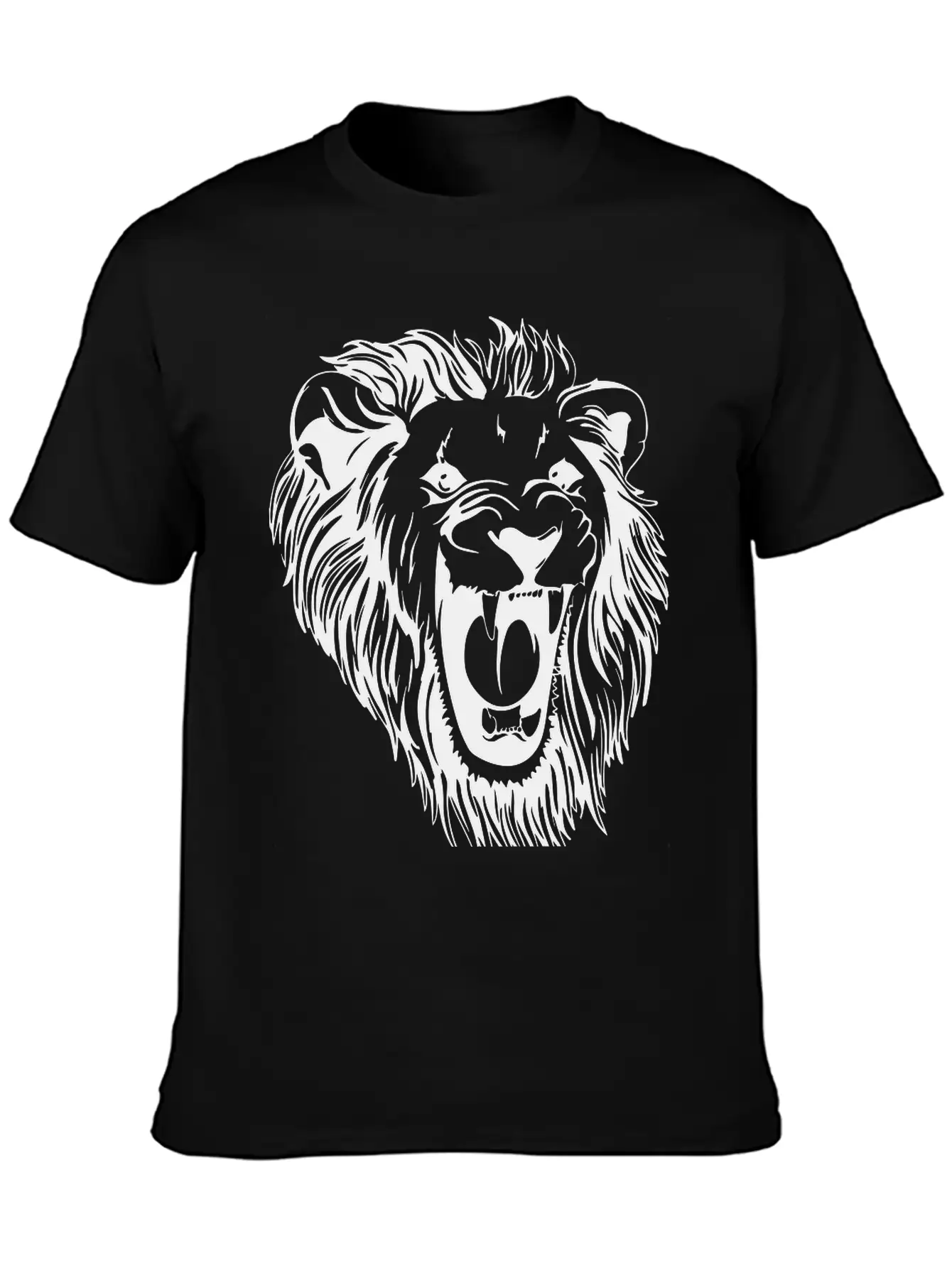 Lion - Male Face Roaring Unisex Casual T-Shirt – Clean Design For Daily Comfort
