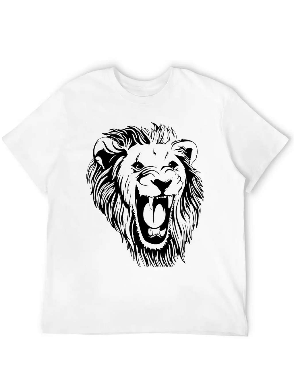 Lion - Male Face Roaring Unisex Casual T-Shirt – Clean Design For Daily Comfort
