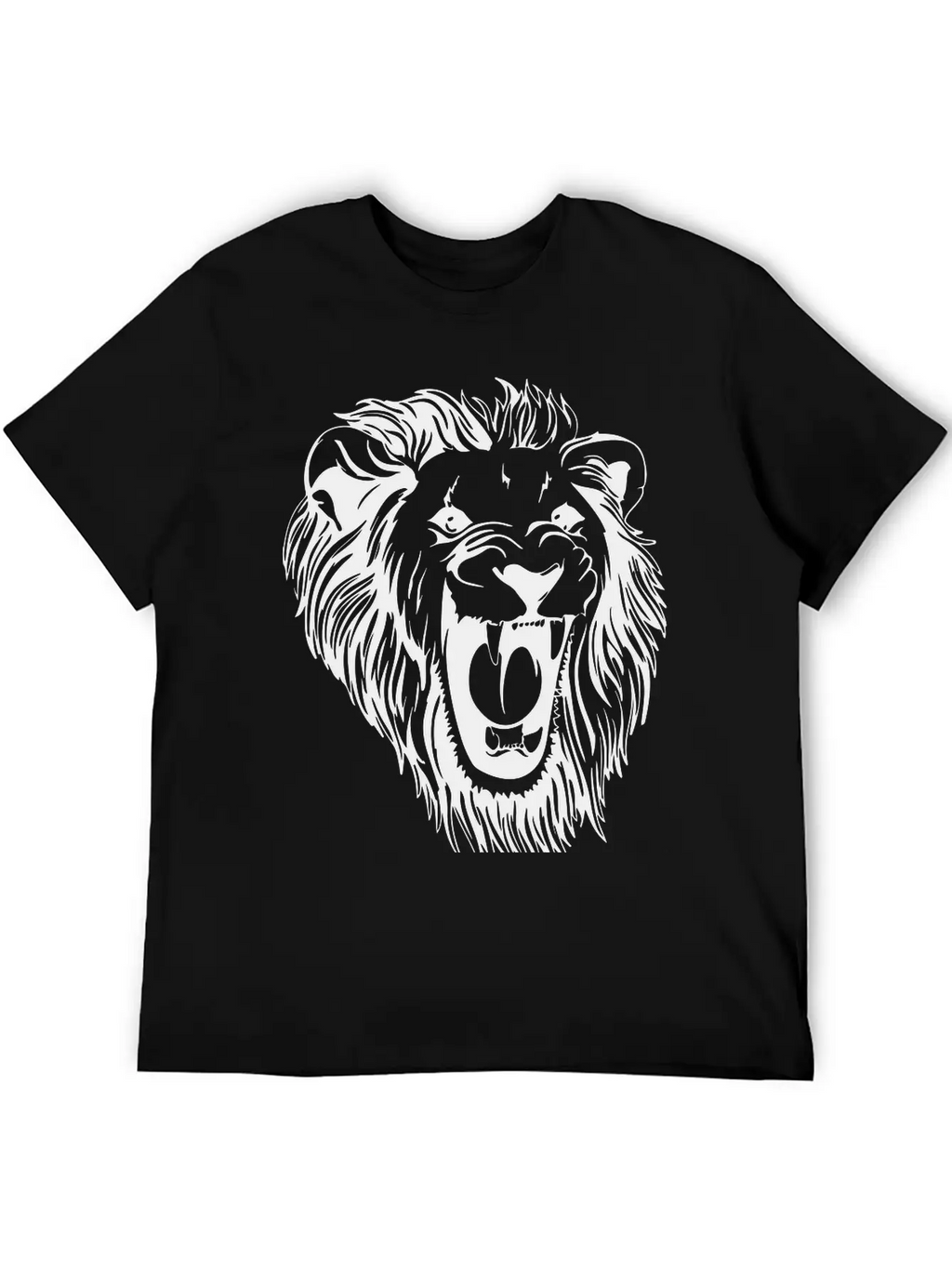 Lion - Male Face Roaring Unisex Casual T-Shirt – Clean Design For Daily Comfort