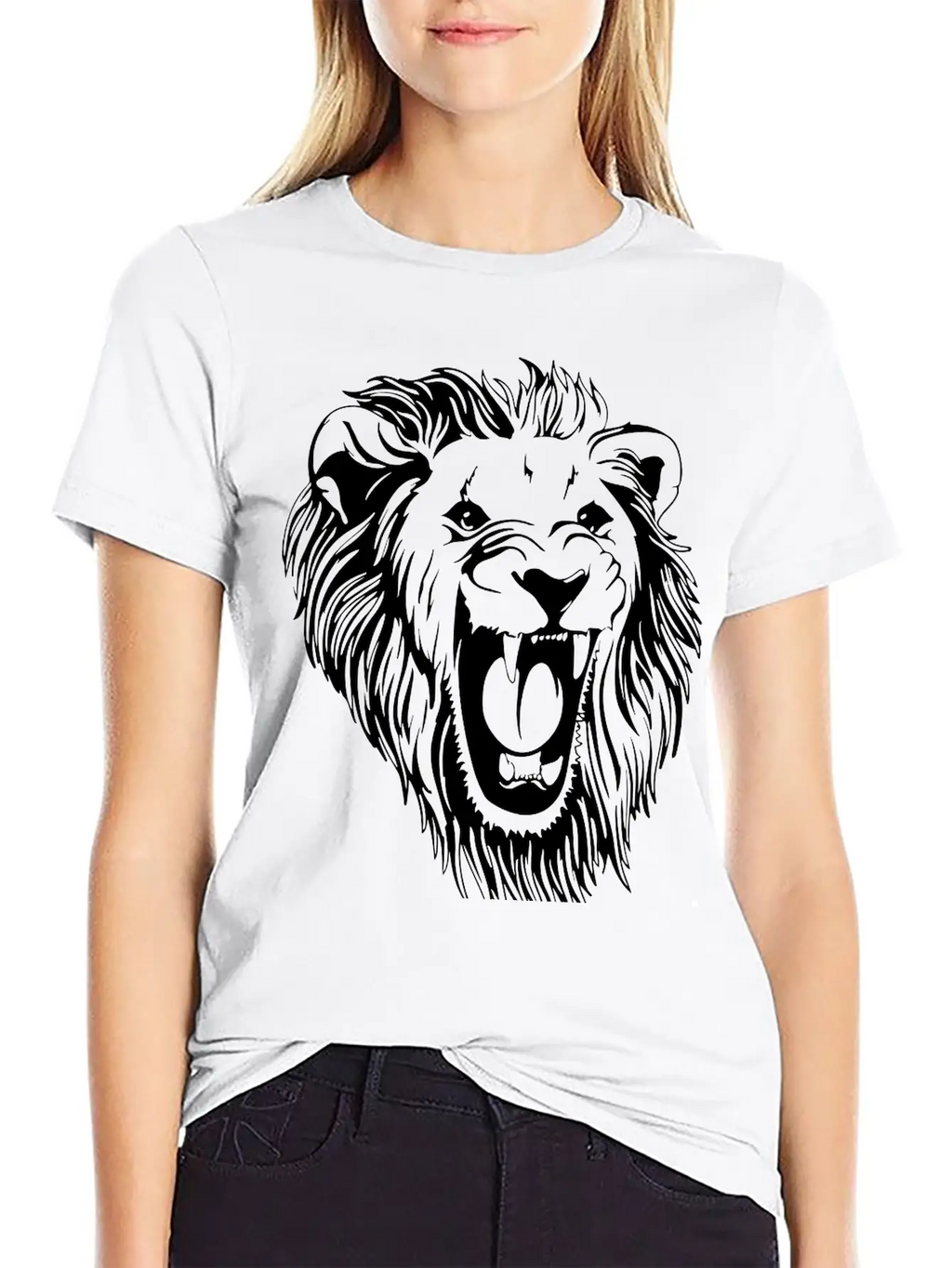 Lion - Male Face Roaring Unisex Casual T-Shirt – Clean Design For Daily Comfort