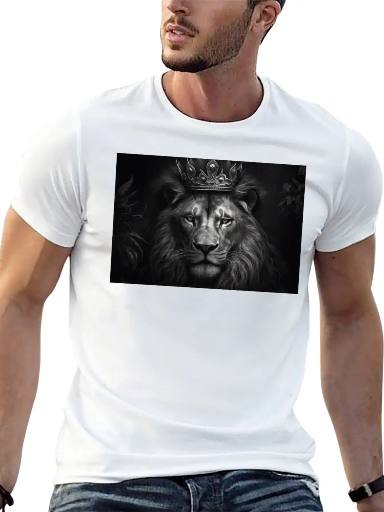 Lion, The King Of Beasts Unisex Short Sleeve Soft Cotton T-Shirt – Casual Everyday Wear
