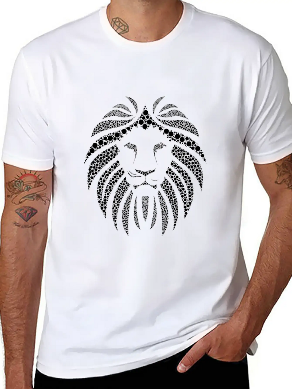 Lion Tribal Art Tribe Floral Paleo Cave Tattoo Stylish Everyday T-Shirt – Unisex Basic Cotton Tee