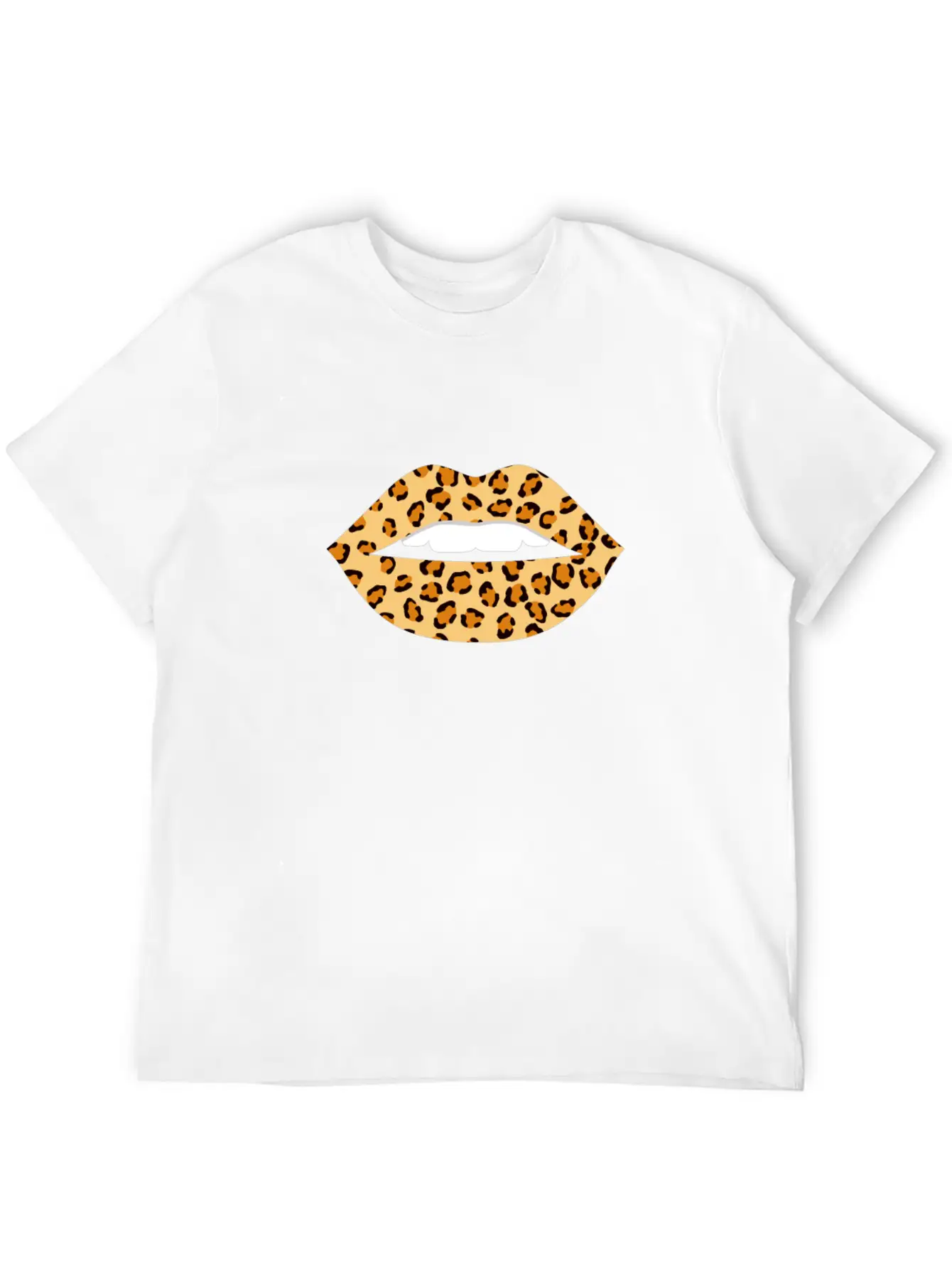 Lips Leopard Print Cheetah Essential Cotton Tee For Daily Outfits – Unisex Style