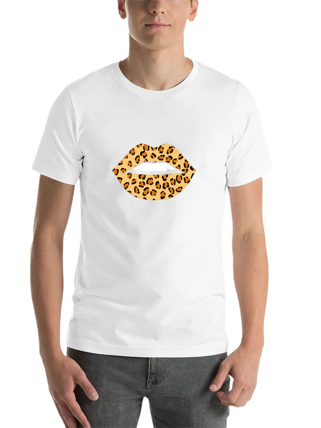 Lips Leopard Print Cheetah Essential Cotton Tee For Daily Outfits – Unisex Style