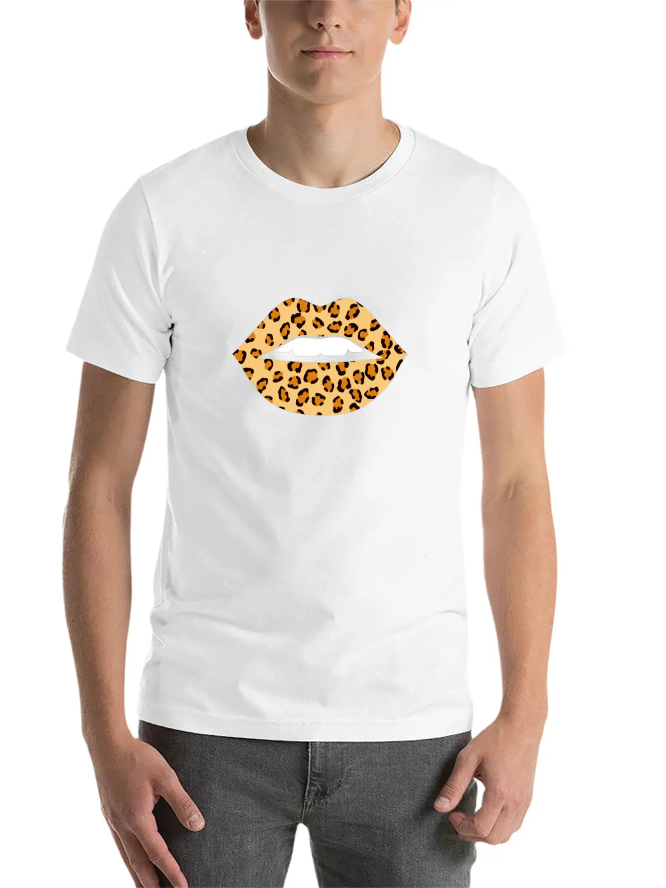 Lips Leopard Print Cheetah Essential Cotton Tee For Daily Outfits – Unisex Style