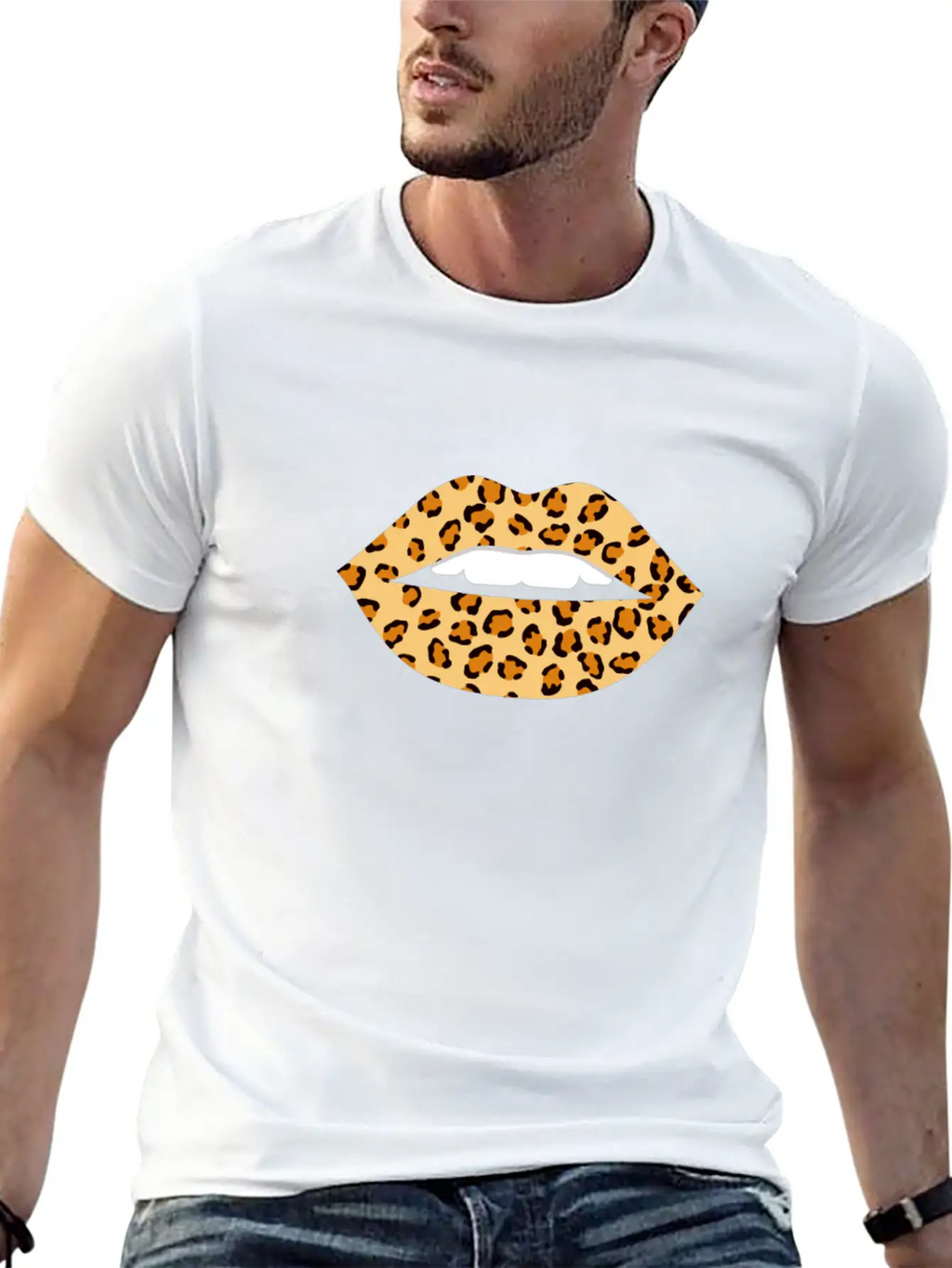 Lips Leopard Print Cheetah Essential Cotton Tee For Daily Outfits – Unisex Style