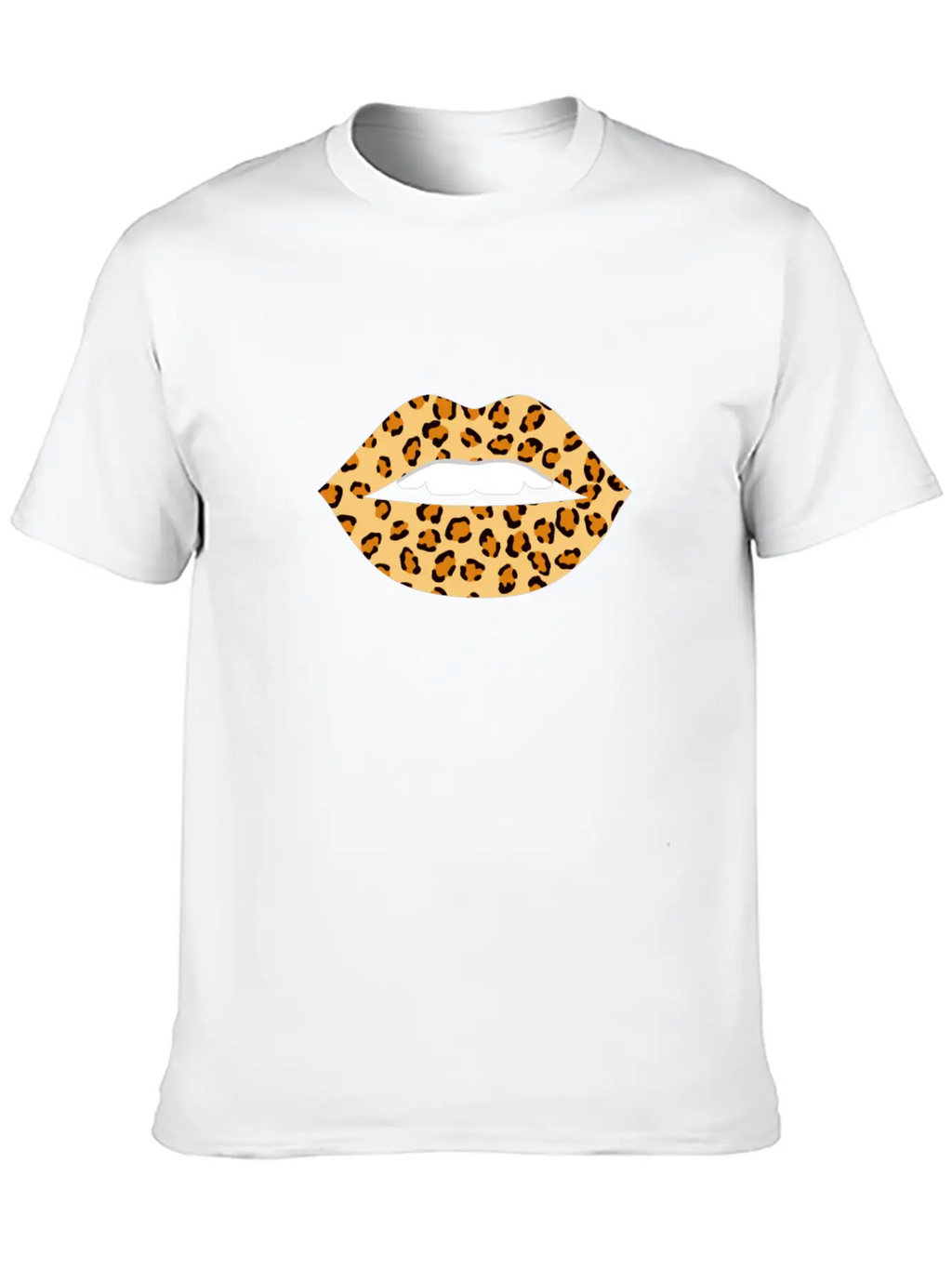 Lips Leopard Print Cheetah Essential Cotton Tee For Daily Outfits – Unisex Style