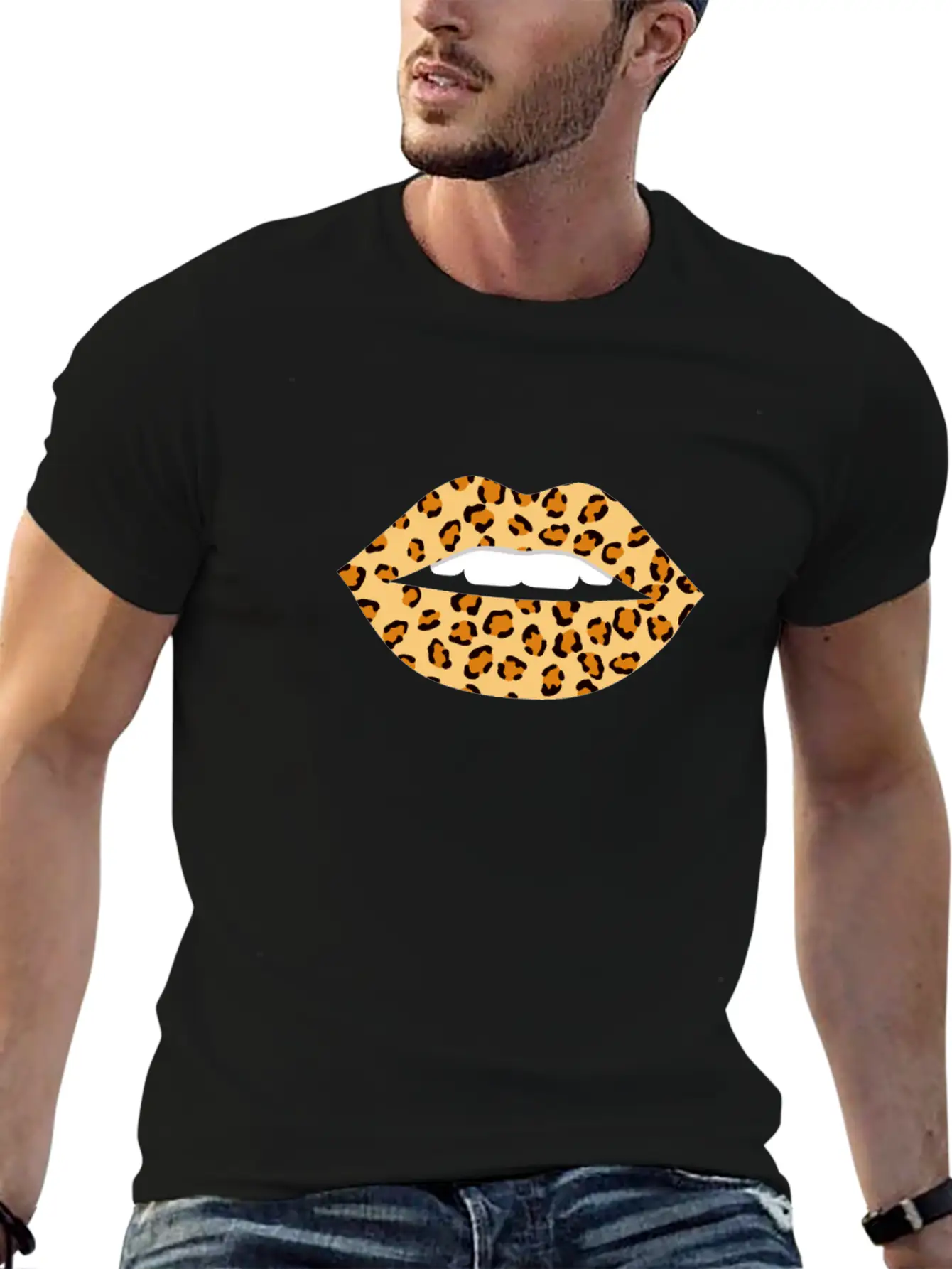 Lips Leopard Print Cheetah Essential Cotton Tee For Daily Outfits – Unisex Style