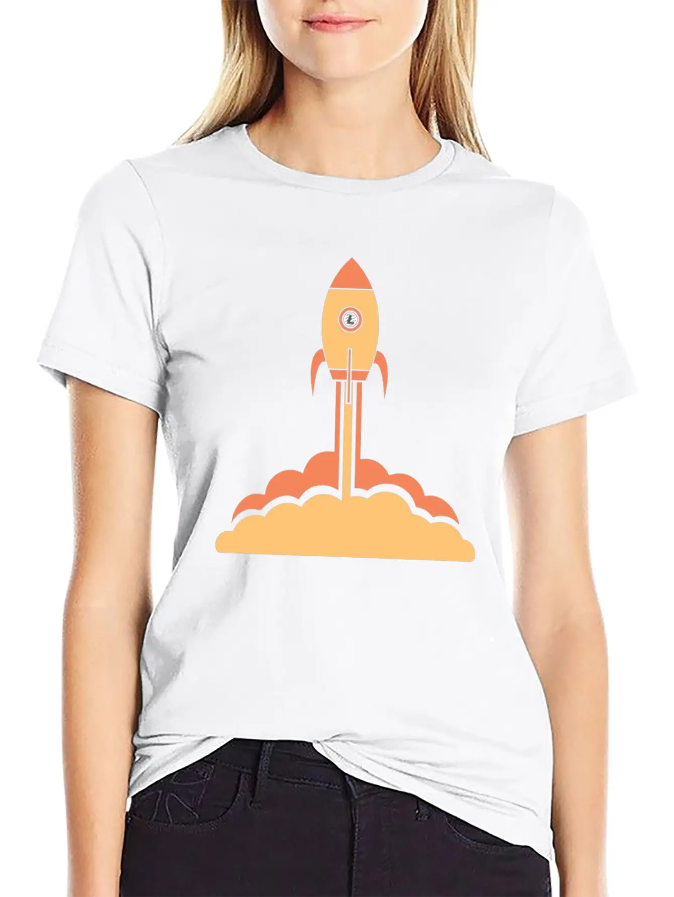 Litecoin To The Moon Space Rocket Lite Coin HODL Breathable Soft Cotton T-Shirt – Timeless Casual Look