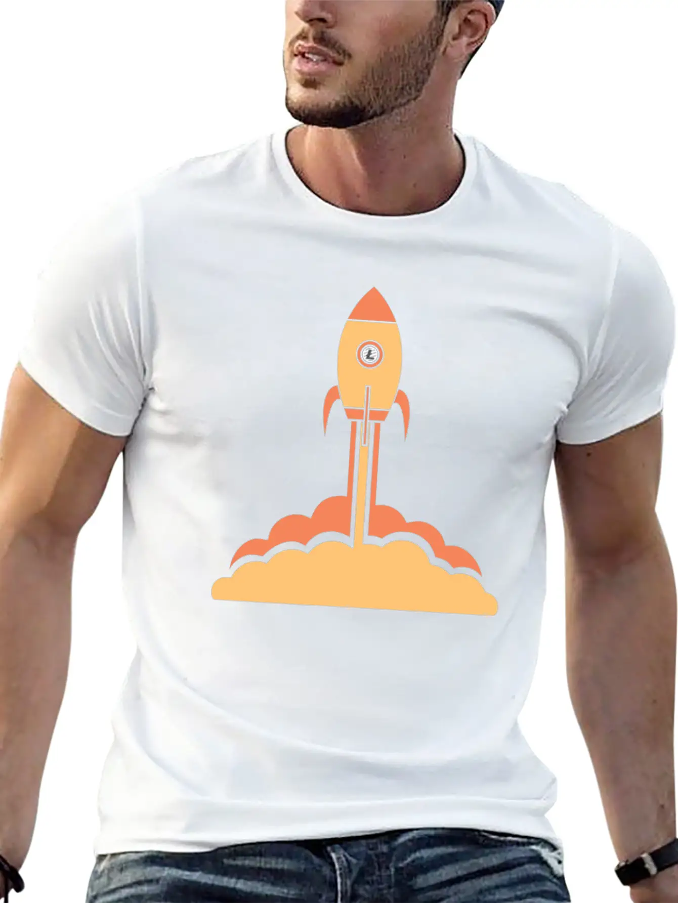 Litecoin To The Moon Space Rocket Lite Coin HODL Breathable Soft Cotton T-Shirt – Timeless Casual Look