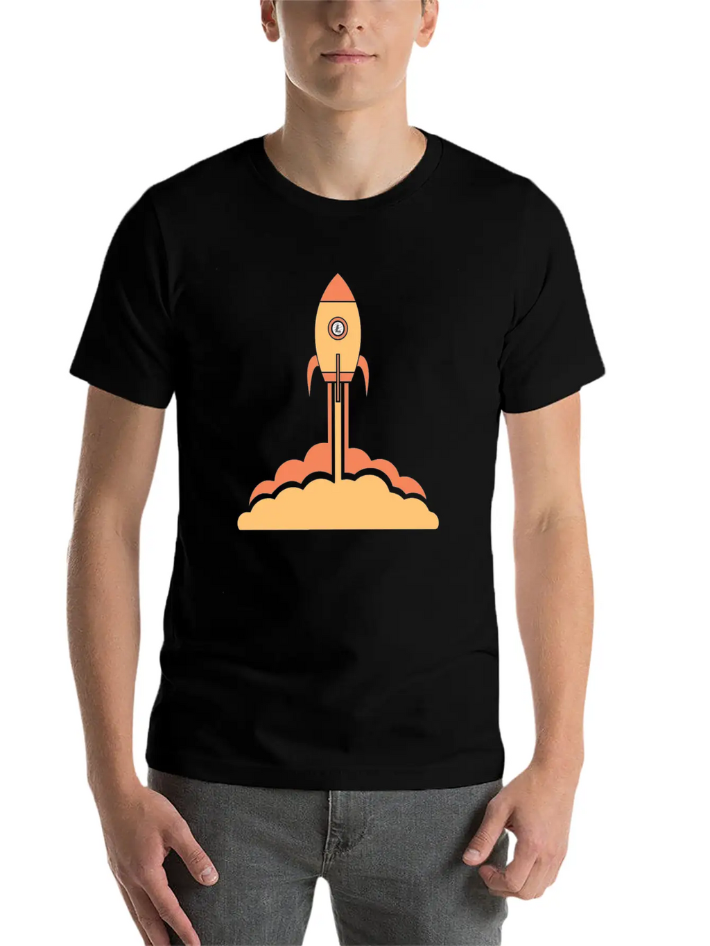 Litecoin To The Moon Space Rocket Lite Coin HODL Breathable Soft Cotton T-Shirt – Timeless Casual Look