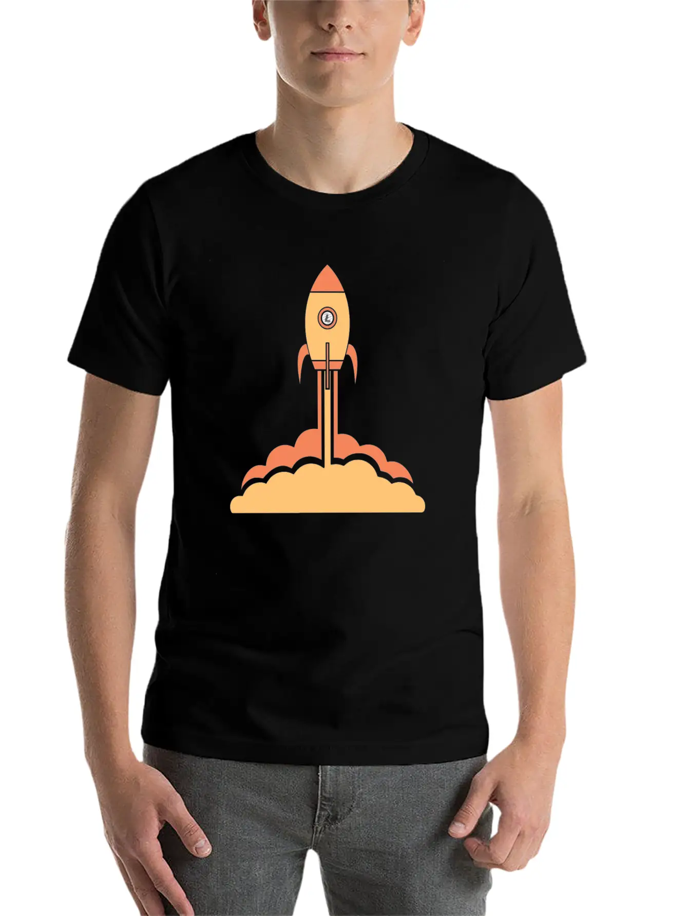 Litecoin To The Moon Space Rocket Lite Coin HODL Breathable Soft Cotton T-Shirt – Timeless Casual Look