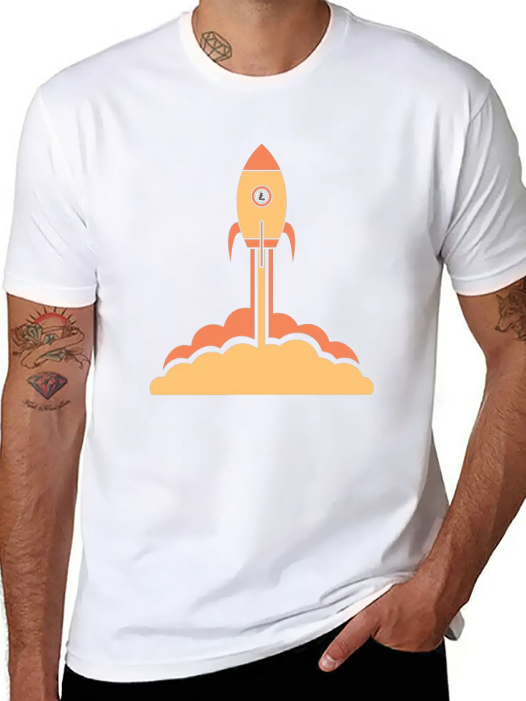 Litecoin To The Moon Space Rocket Lite Coin HODL Breathable Soft Cotton T-Shirt – Timeless Casual Look
