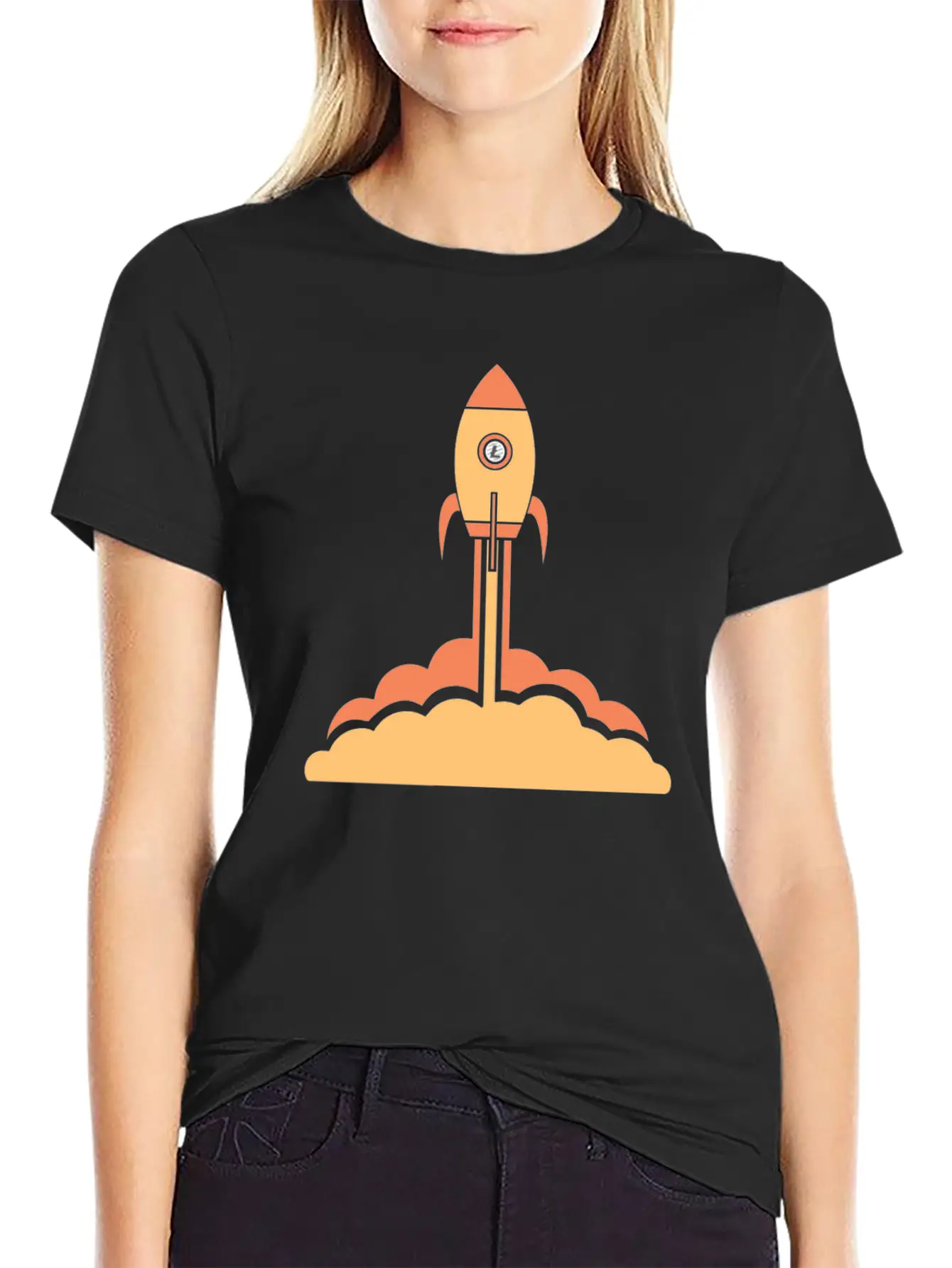 Litecoin To The Moon Space Rocket Lite Coin HODL Breathable Soft Cotton T-Shirt – Timeless Casual Look