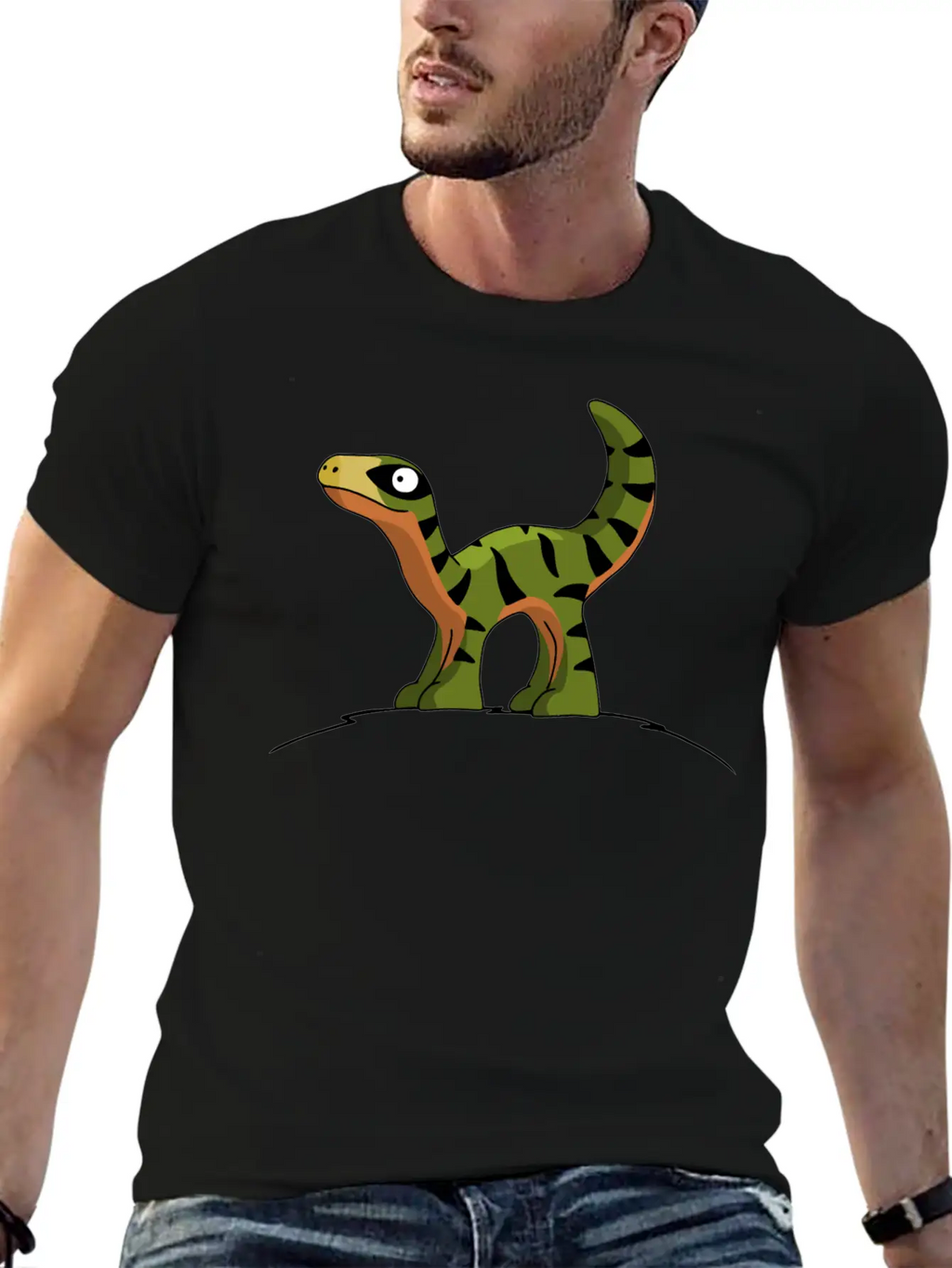 Little Cute Velociraptor Standing On A Hill Child Unisex Casual T-Shirt – Clean Design For Daily Comfort