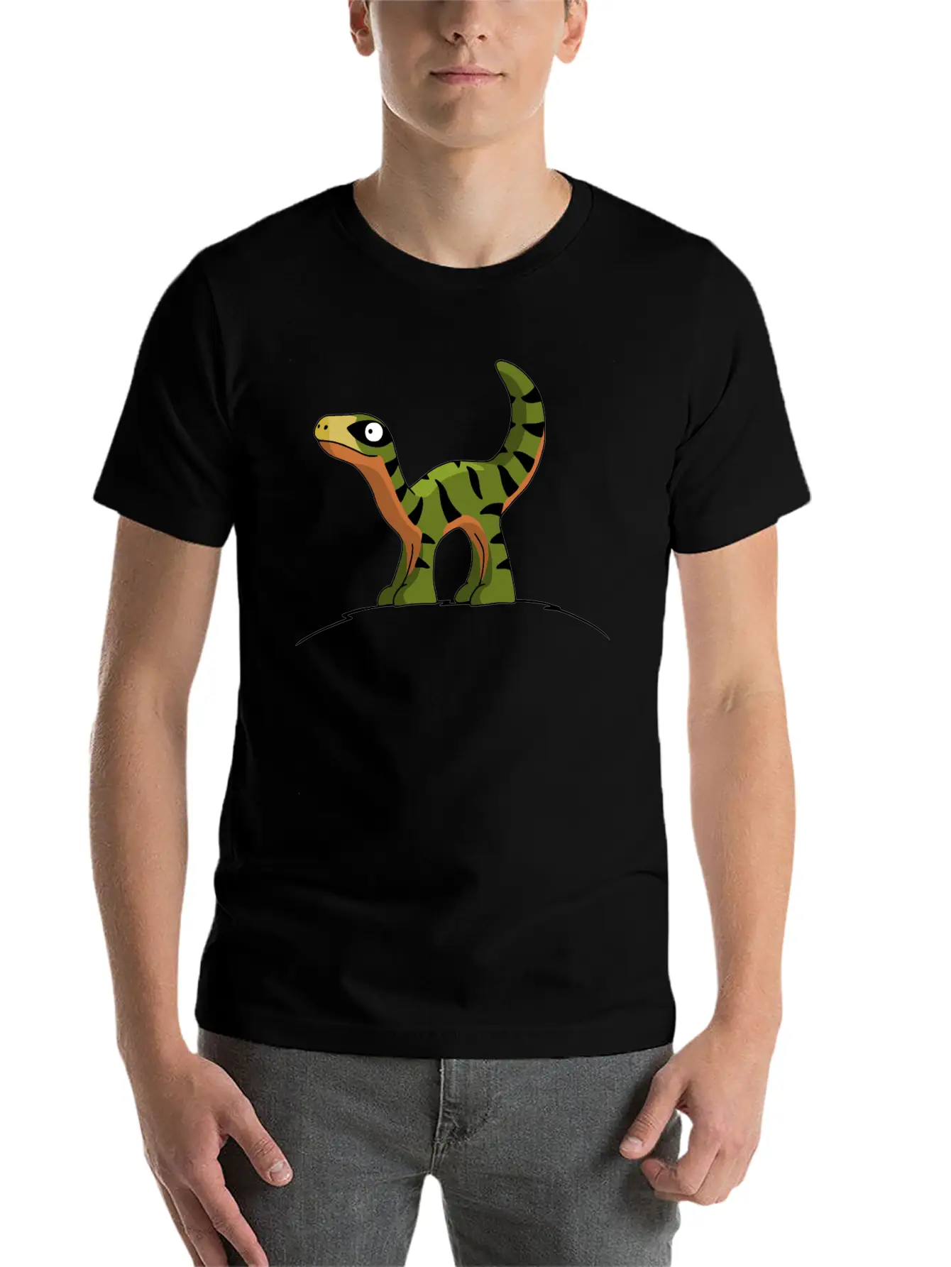 Little Cute Velociraptor Standing On A Hill Child Unisex Casual T-Shirt – Clean Design For Daily Comfort