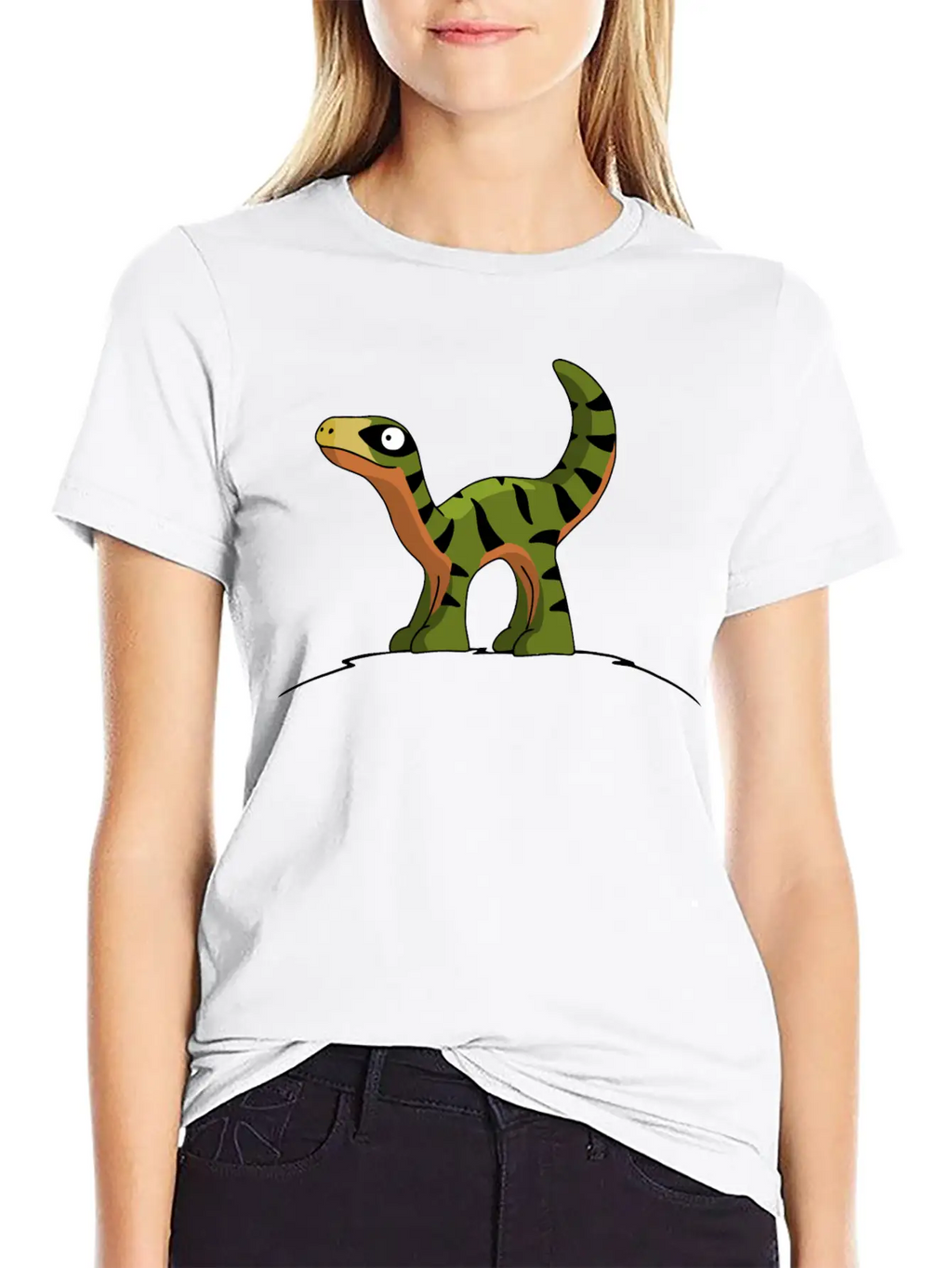 Little Cute Velociraptor Standing On A Hill Child Unisex Casual T-Shirt – Clean Design For Daily Comfort