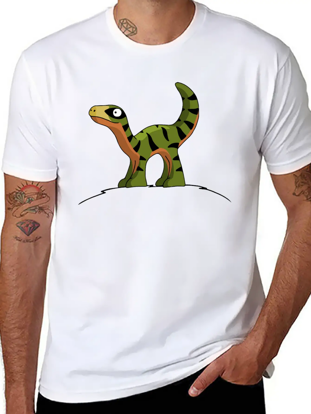 Little Cute Velociraptor Standing On A Hill Child Unisex Casual T-Shirt – Clean Design For Daily Comfort