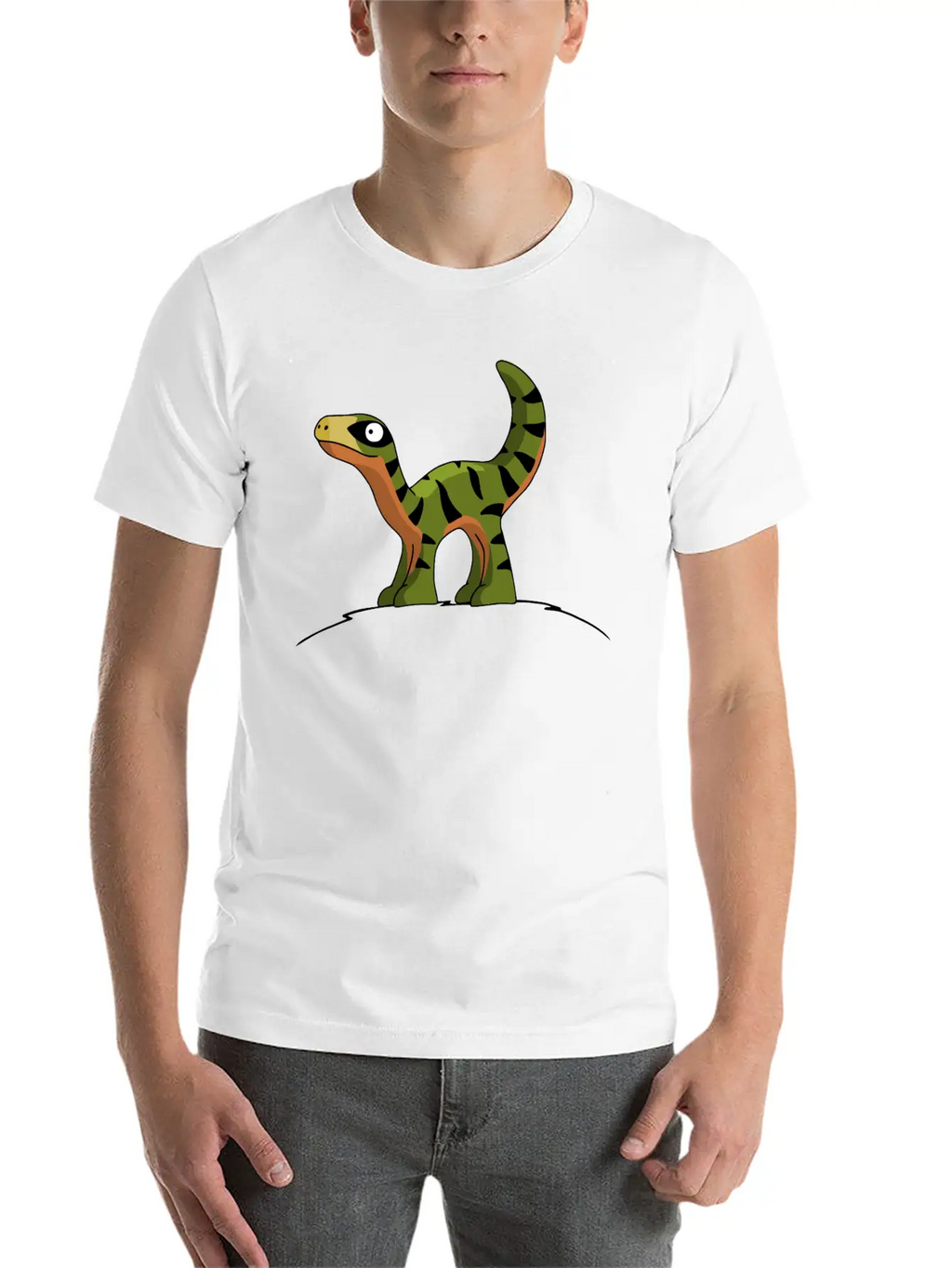 Little Cute Velociraptor Standing On A Hill Child Unisex Casual T-Shirt – Clean Design For Daily Comfort