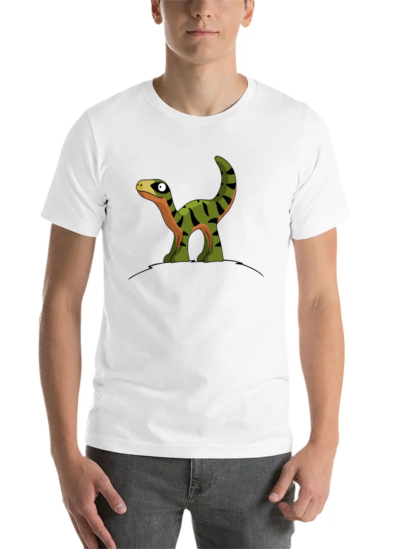 Little Cute Velociraptor Standing On A Hill Child Unisex Casual T-Shirt – Clean Design For Daily Comfort