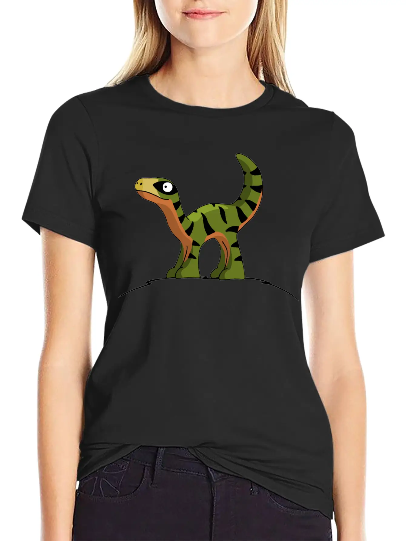Little Cute Velociraptor Standing On A Hill Child Unisex Casual T-Shirt – Clean Design For Daily Comfort