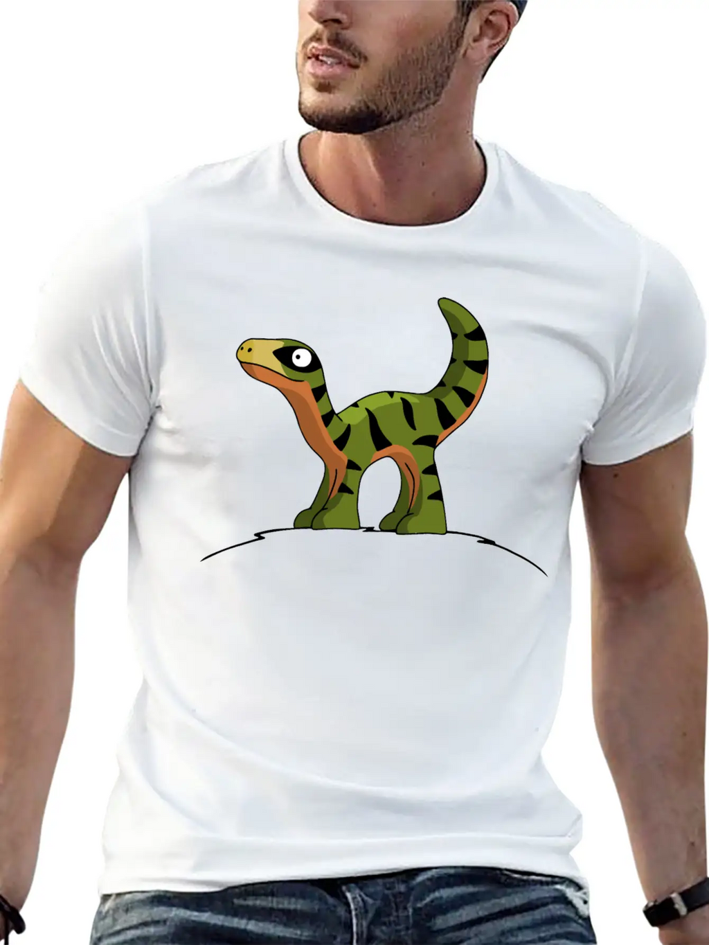 Little Cute Velociraptor Standing On A Hill Child Unisex Casual T-Shirt – Clean Design For Daily Comfort