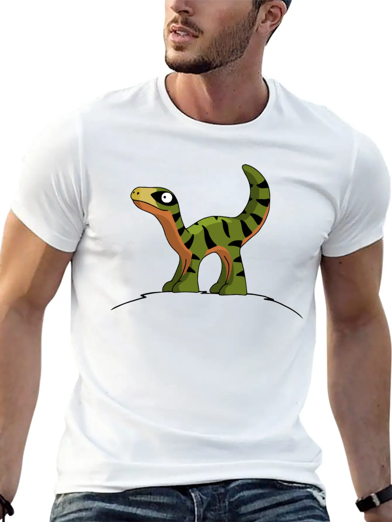 Little Cute Velociraptor Standing On A Hill Child Unisex Casual T-Shirt – Clean Design For Daily Comfort