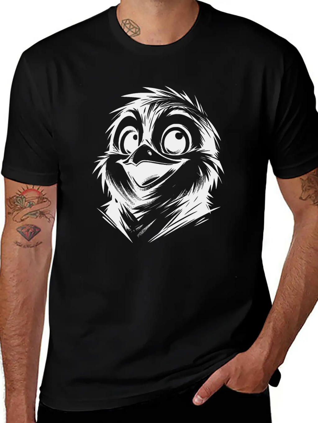 Little Dirty Penguin Pencil Style Stylish Everyday T-Shirt – Unisex Basic Cotton Tee