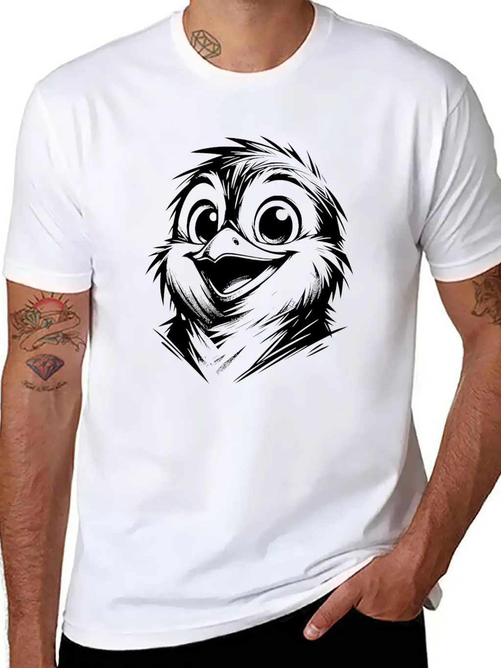 Little Dirty Penguin Pencil Style Stylish Everyday T-Shirt – Unisex Basic Cotton Tee