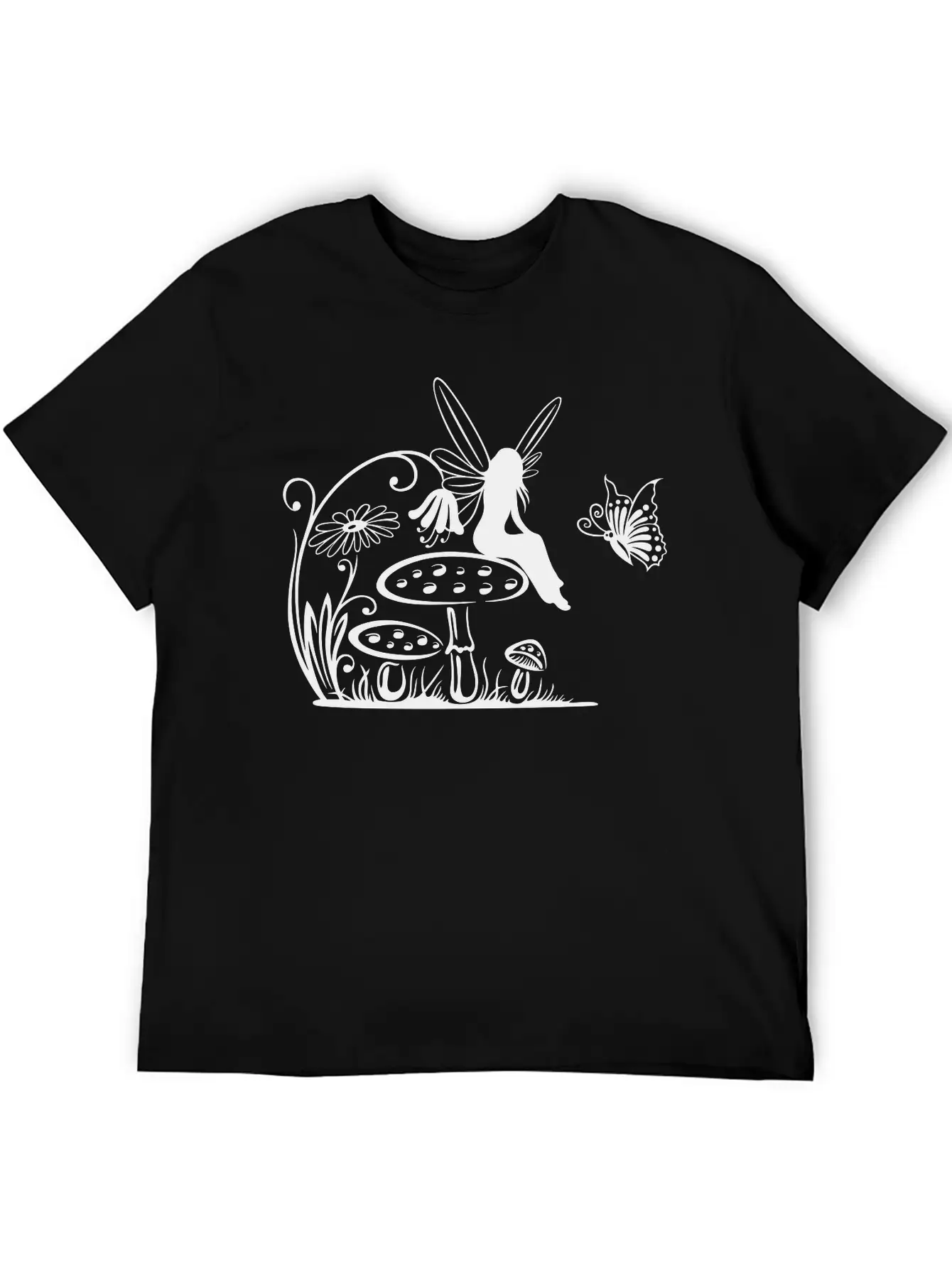 Little Fairy On A Mushroom Stylish Everyday T-Shirt – Unisex Basic Cotton Tee