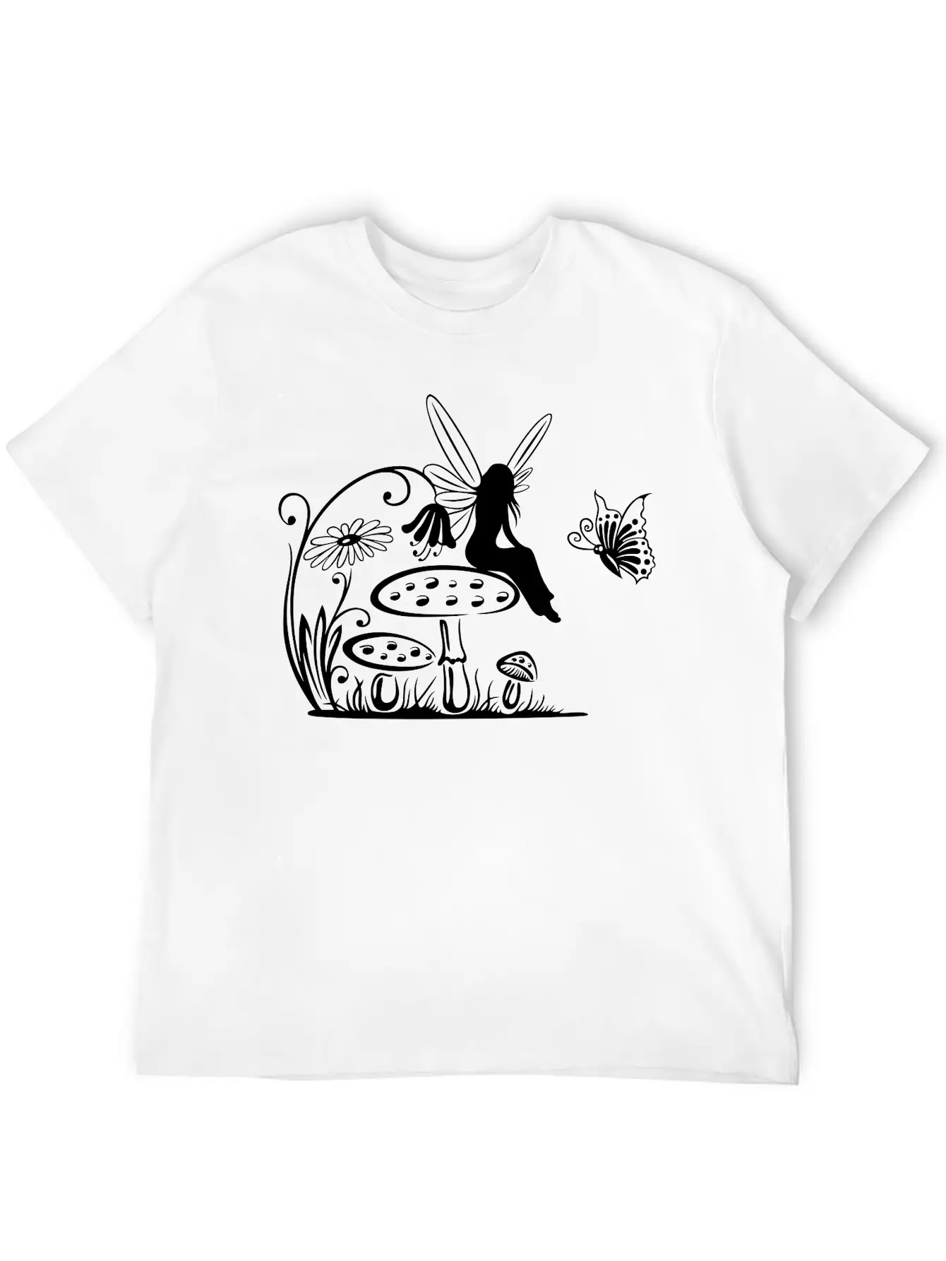 Little Fairy On A Mushroom Stylish Everyday T-Shirt – Unisex Basic Cotton Tee