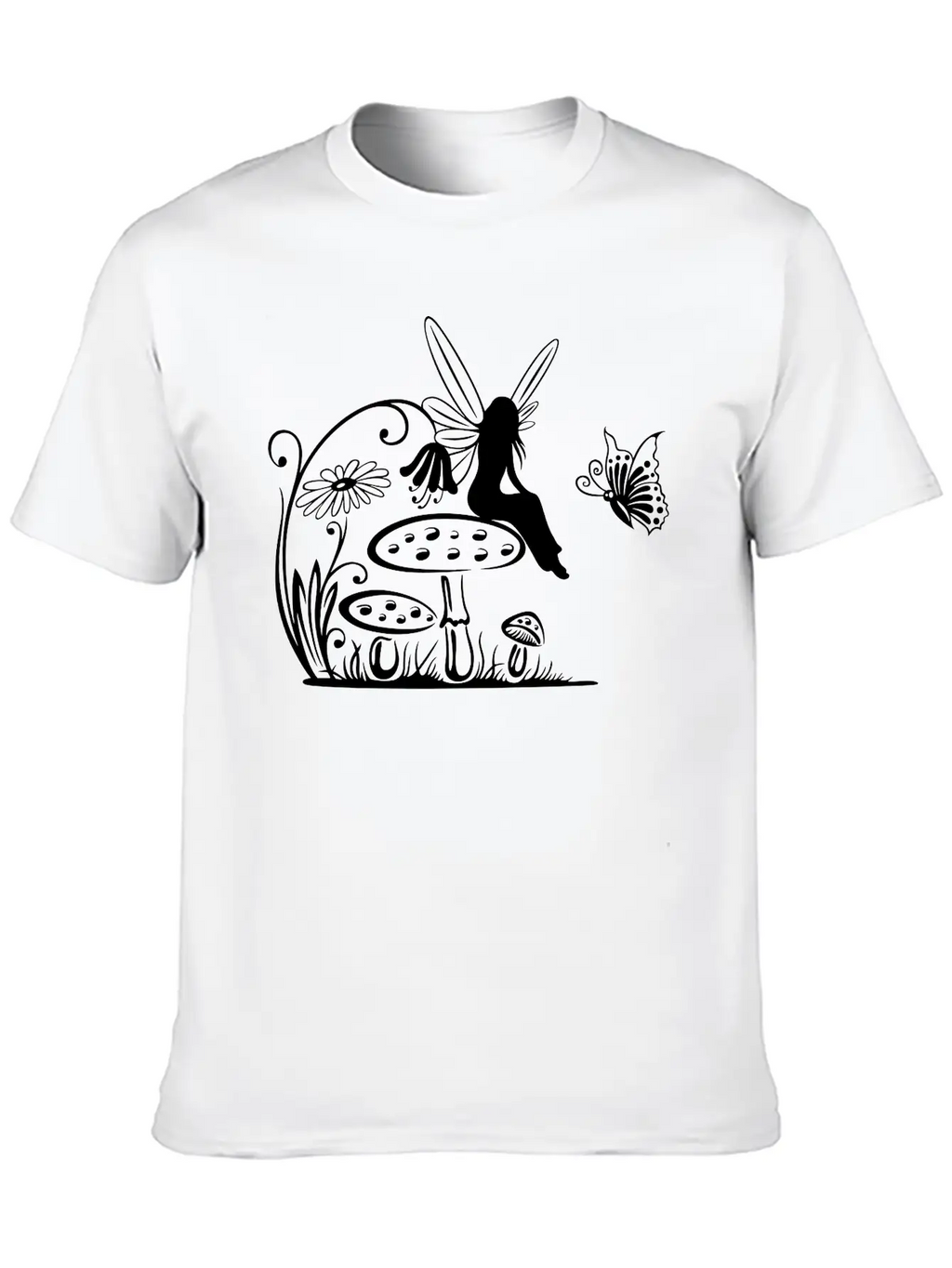 Little Fairy On A Mushroom Stylish Everyday T-Shirt – Unisex Basic Cotton Tee