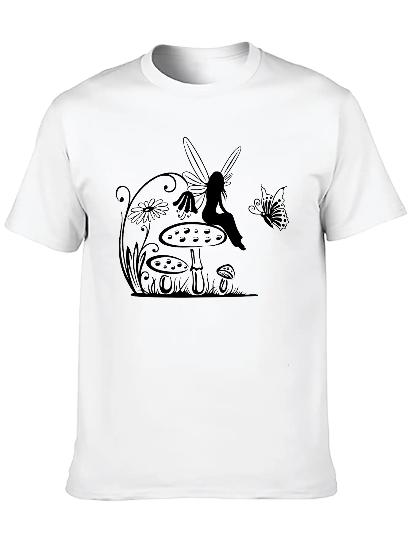 Little Fairy On A Mushroom Stylish Everyday T-Shirt – Unisex Basic Cotton Tee