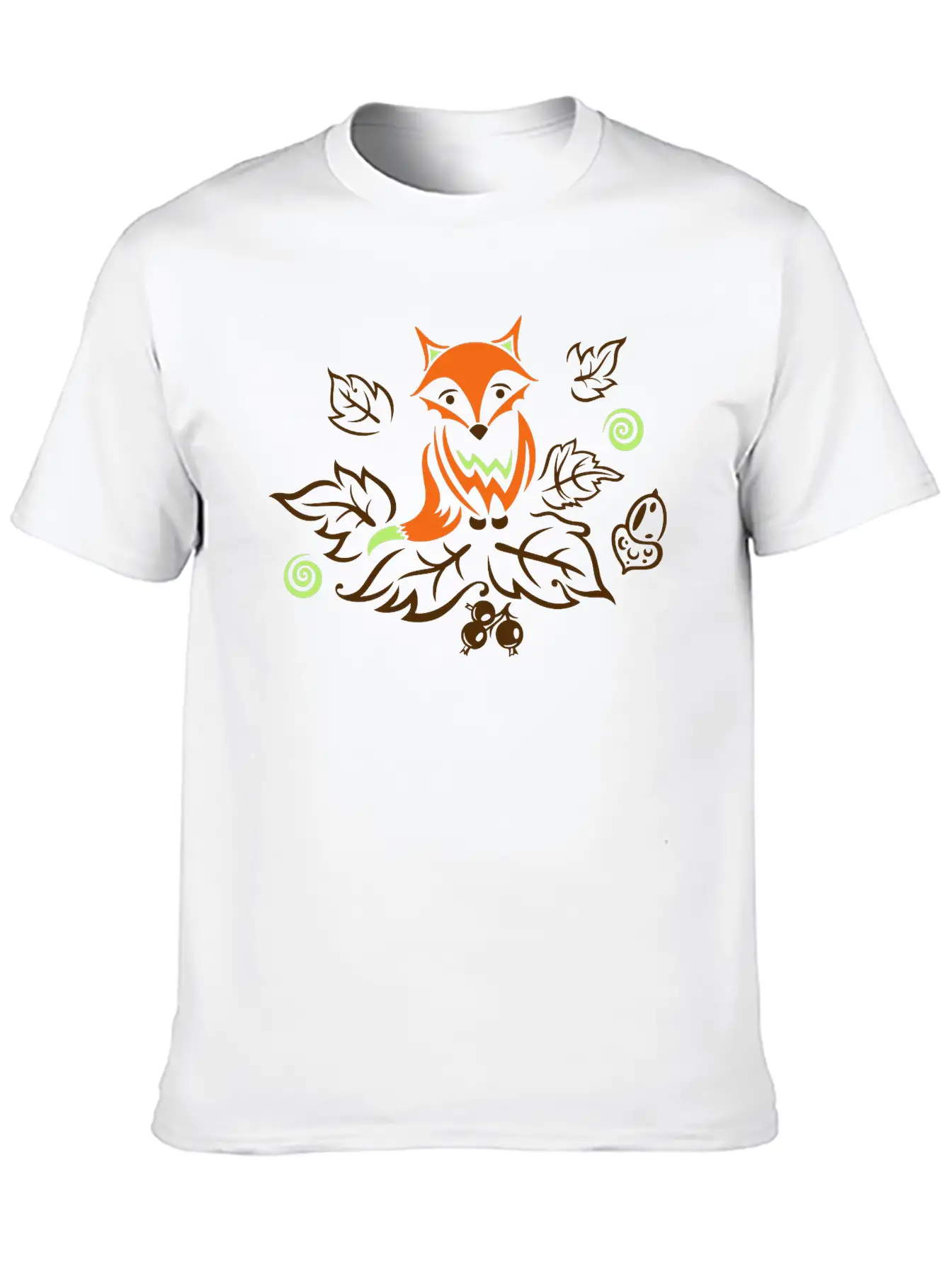 Little Fox With Leaves, Autumn. Breathable Soft Cotton T-Shirt – Timeless Casual Look