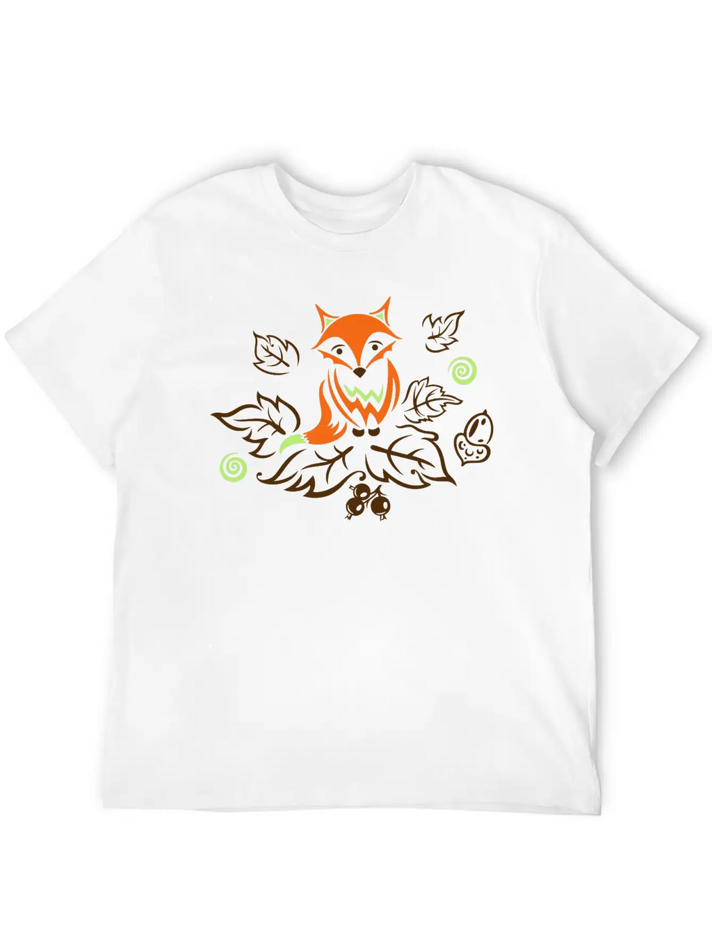 Little Fox With Leaves, Autumn. Breathable Soft Cotton T-Shirt – Timeless Casual Look