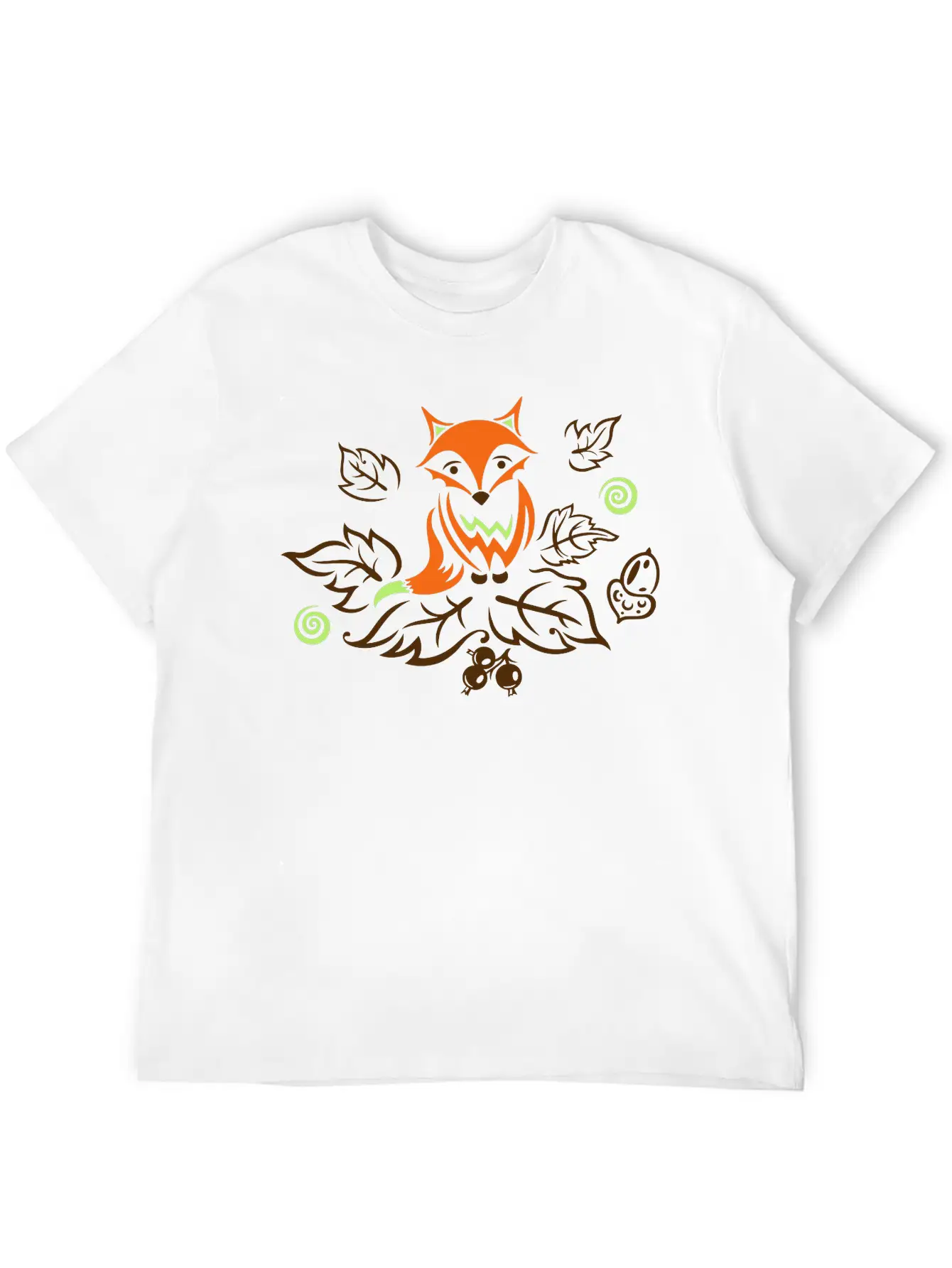 Little Fox With Leaves, Autumn. Breathable Soft Cotton T-Shirt – Timeless Casual Look
