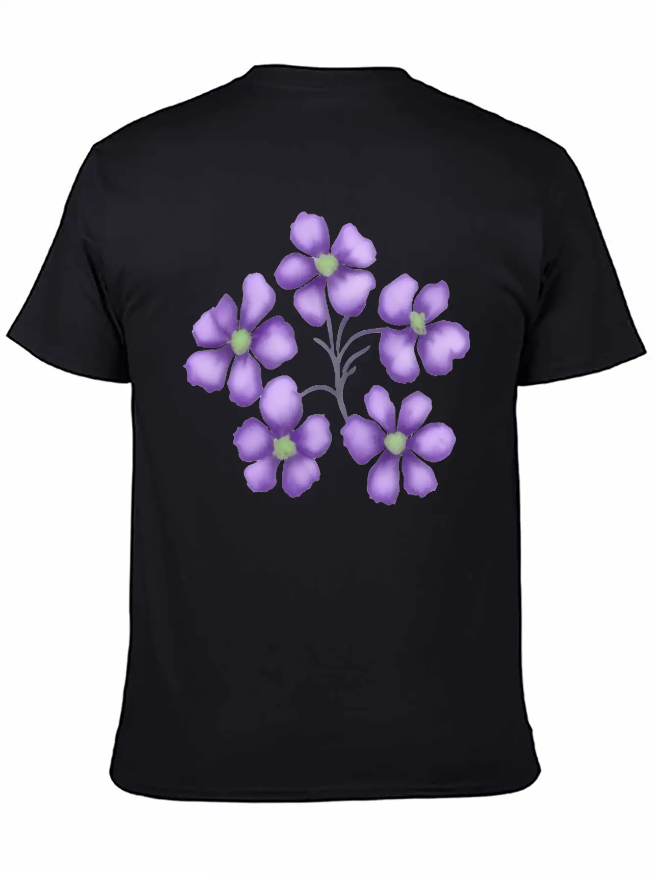 Little Purple Watercolor Flowers Unisex Short Sleeve Soft Cotton T-Shirt – Casual Everyday Wear
