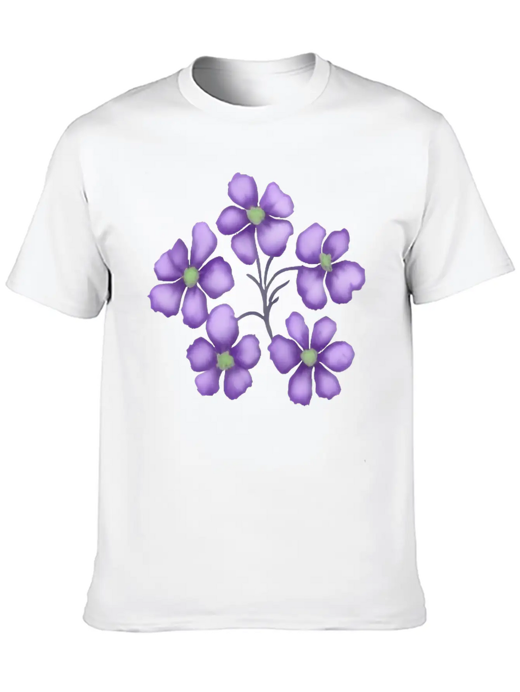 Little Purple Watercolor Flowers Unisex Short Sleeve Soft Cotton T-Shirt – Casual Everyday Wear